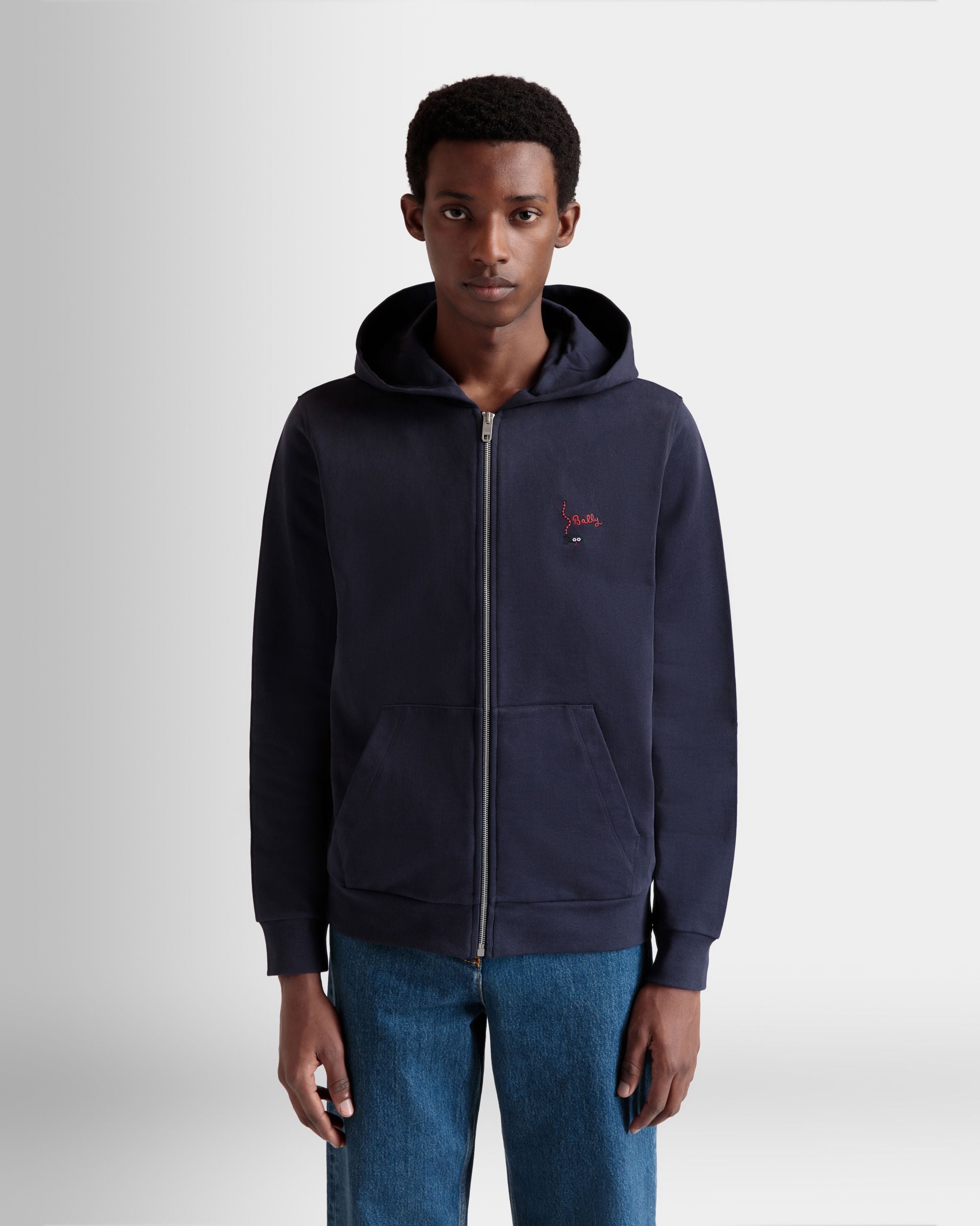 Sweat-Shirt À Capuche En Coton Navy Blue - Homme - Bally - 08
