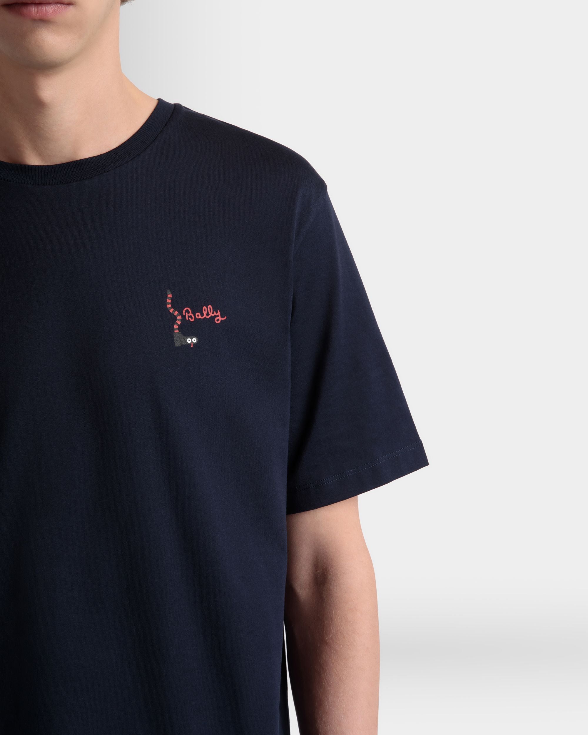 T-Shirt En Coton Navy Blue - Homme - Bally - 03