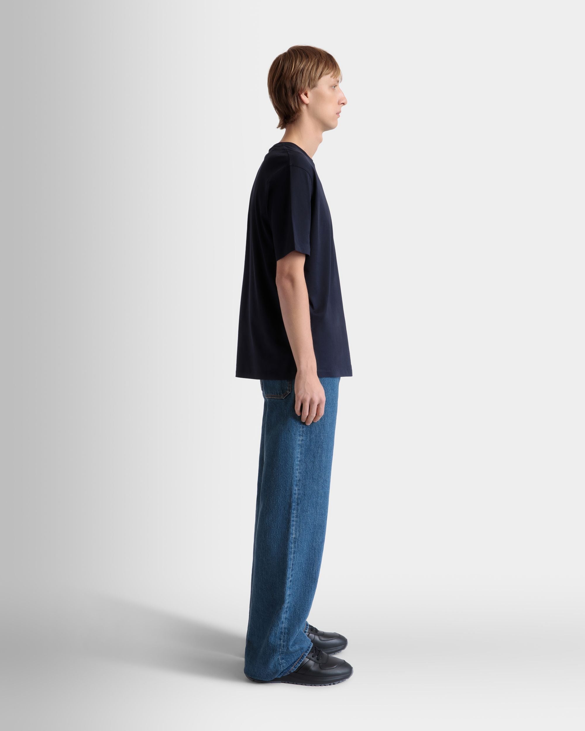 T-Shirt En Coton Navy Blue - Homme - Bally - 05