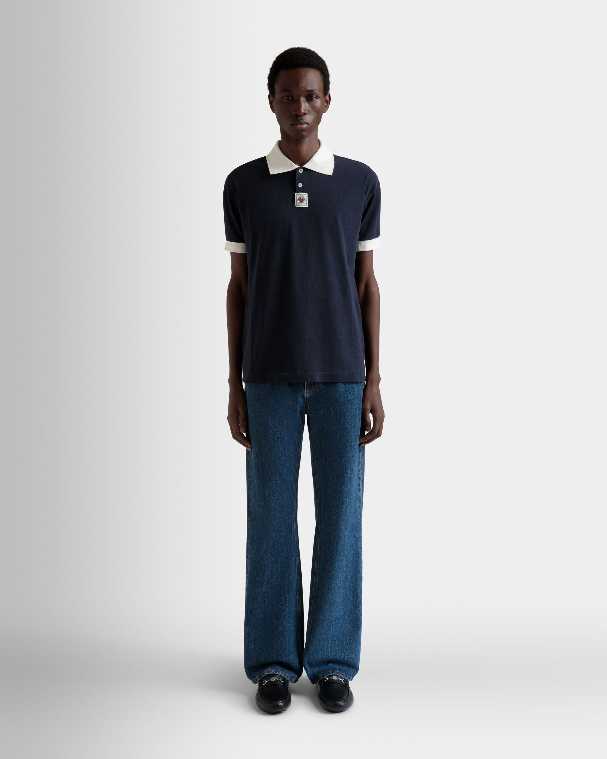 Polo En Coton Stretch Navy Blue - Homme - Bally - 02