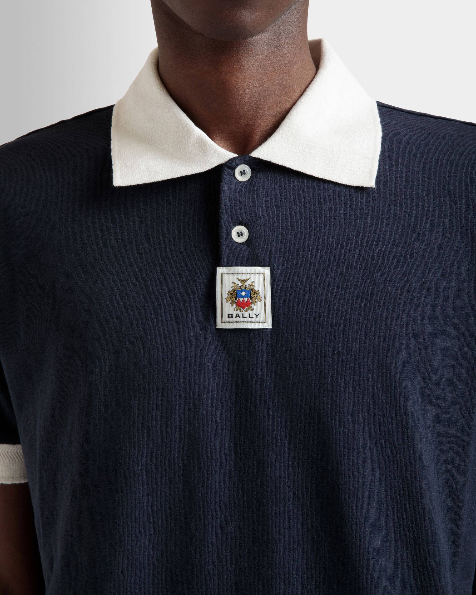 Polo En Coton Stretch Navy Blue - Homme - Bally - 03