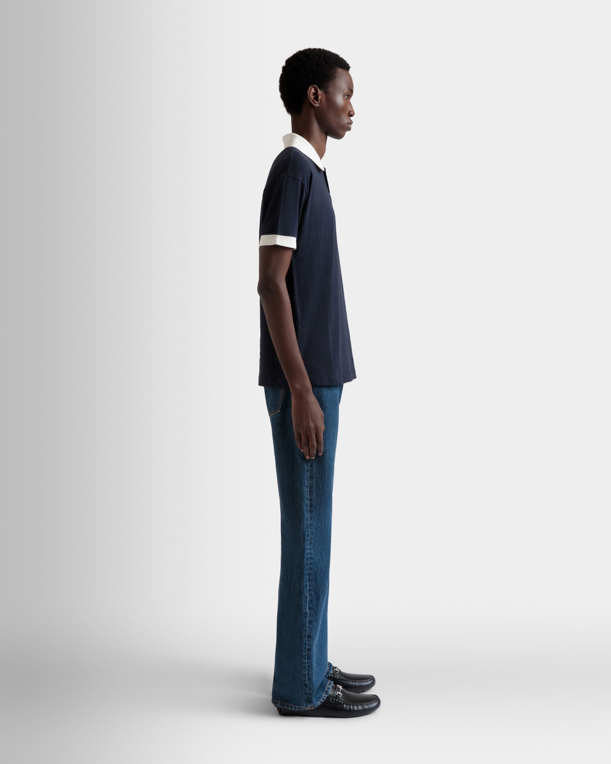 Polo En Coton Stretch Navy Blue - Homme - Bally - 05
