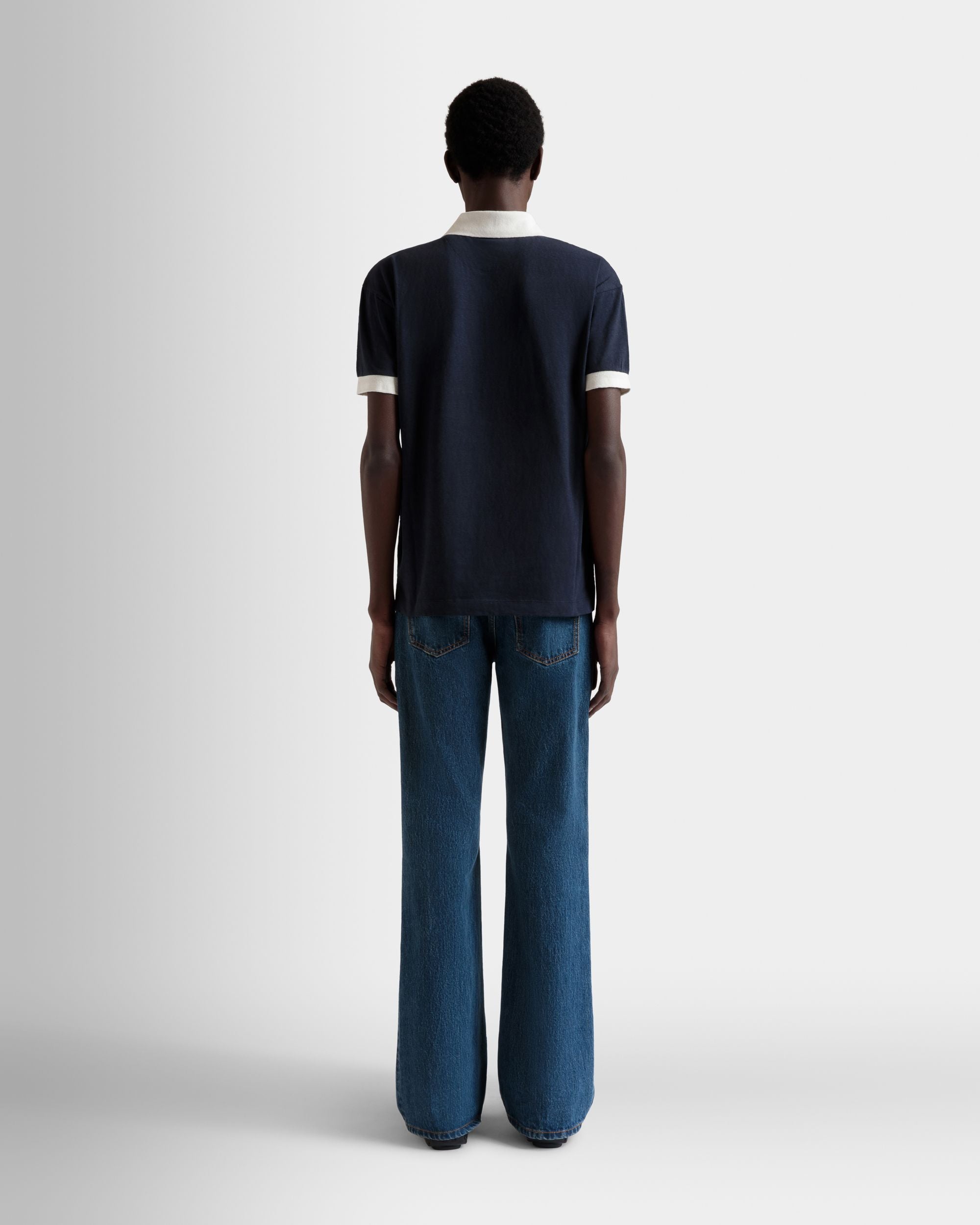 Polo En Coton Stretch Navy Blue - Homme - Bally - 06