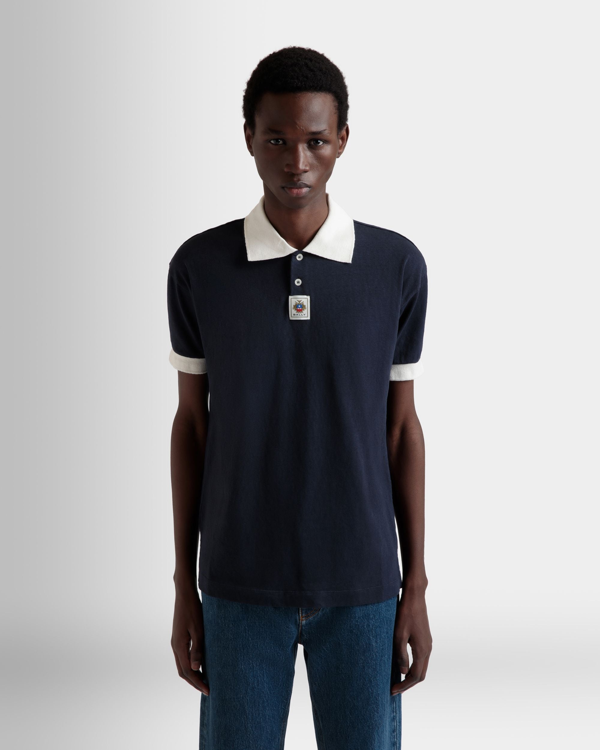 Polo En Coton Stretch Navy Blue - Homme - Bally - 08