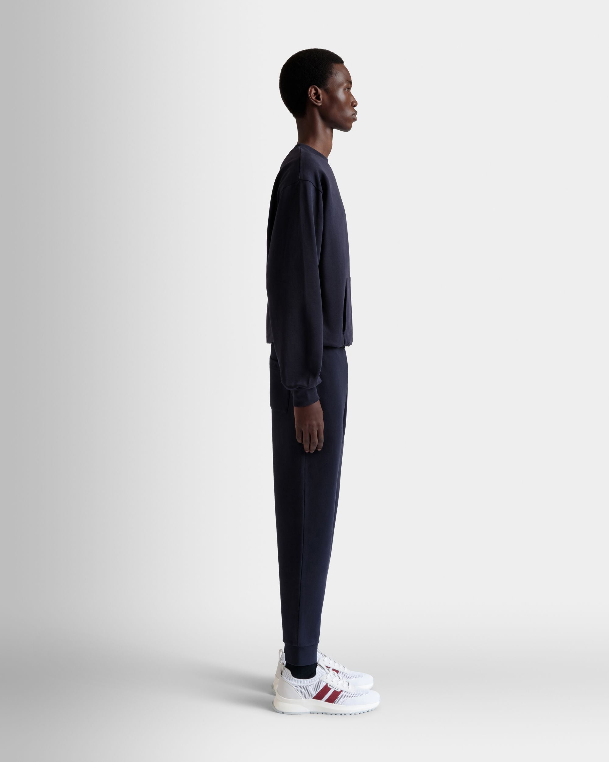 Pantalon De Survêtement Avec Détail Bally Flag En Coton Navy Blue - Homme - Bally - 05