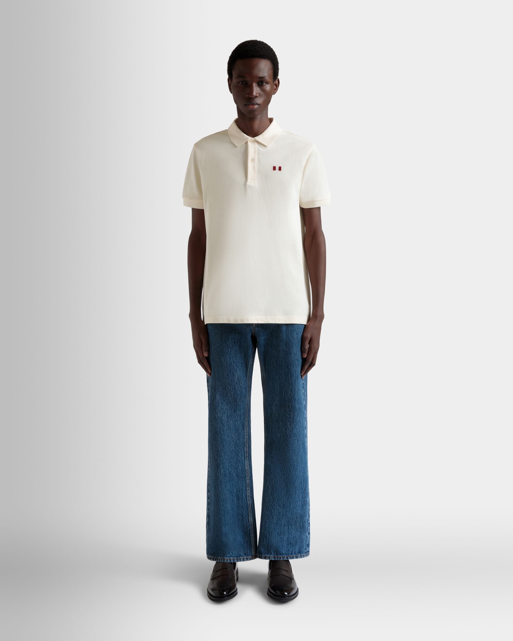 Polo Avec Bally Flag En Coton Ivoire - Homme - Bally - 02