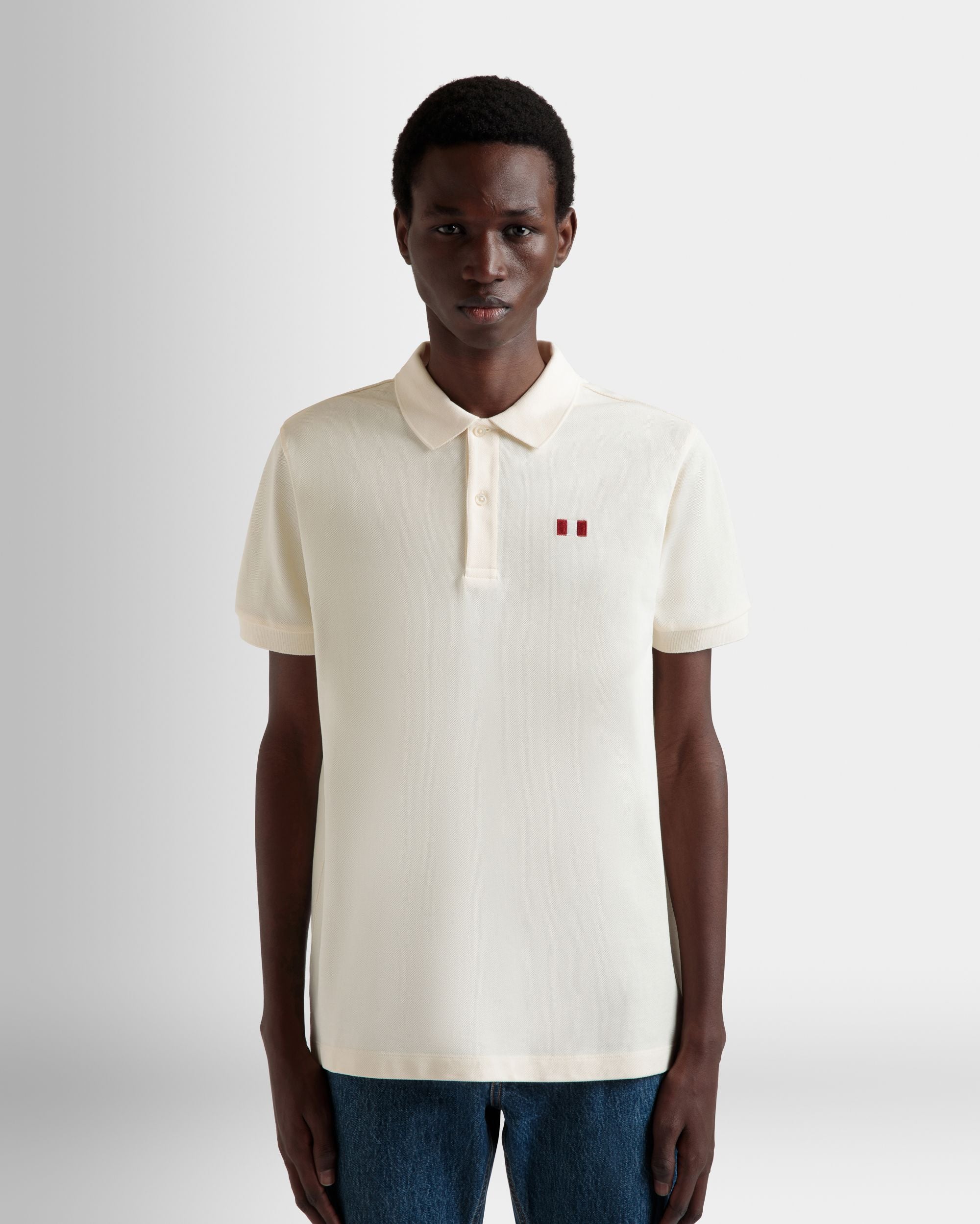 Polo Avec Bally Flag En Coton Ivoire - Homme - Bally - 08
