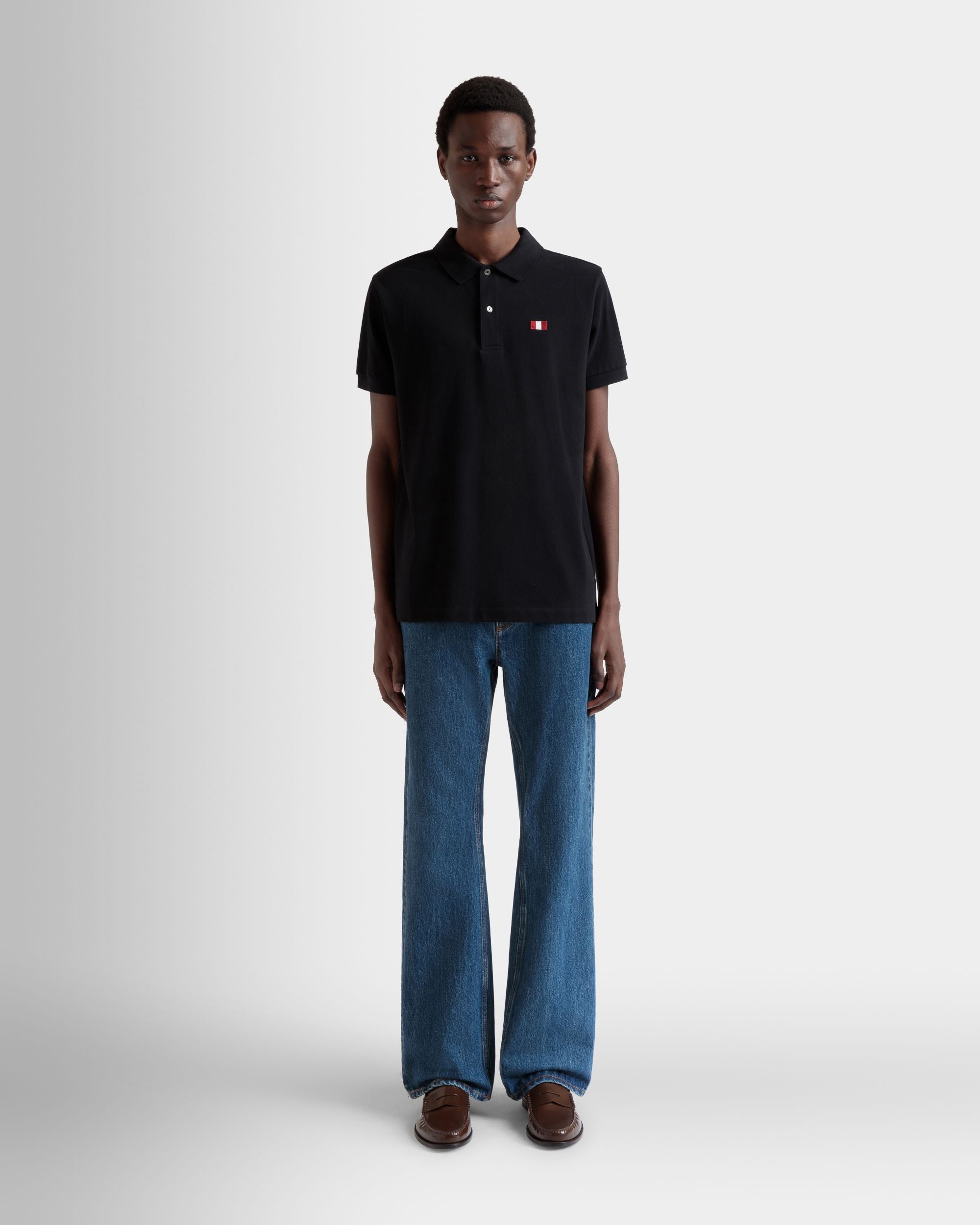 Polo Avec Bally Flag En Coton Noir - Homme - Bally - 02