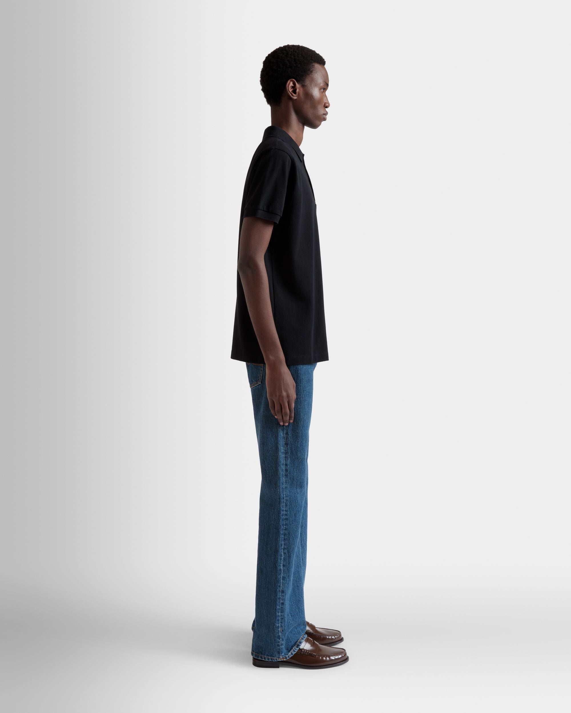 Polo Avec Bally Flag En Coton Noir - Homme - Bally - 05