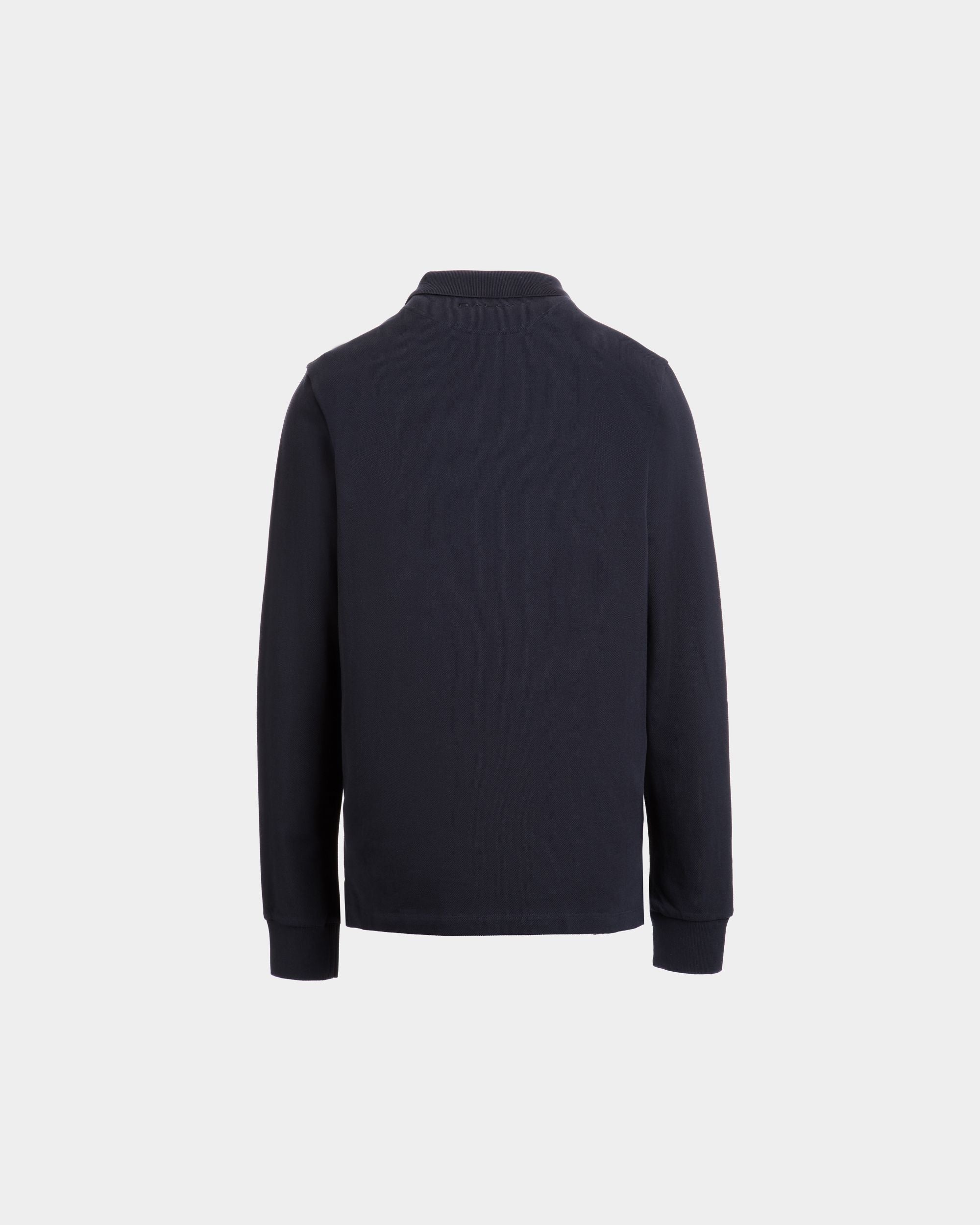 Polo À Manches Longues Avec Détail Bally Flag En Coton Navy Blue - Homme - Bally - 07
