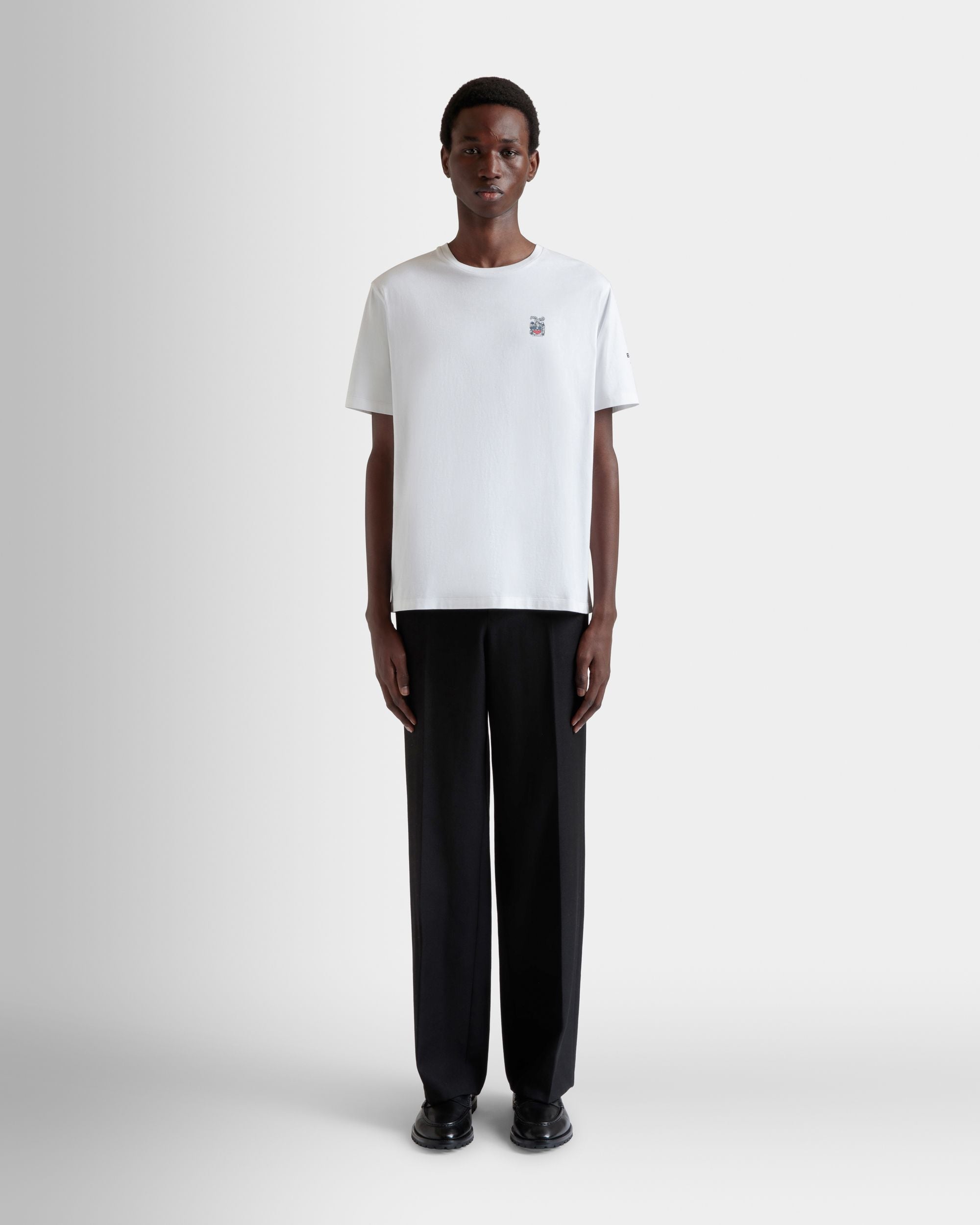 T-Shirt En Coton Blanc - Homme - Bally - 02