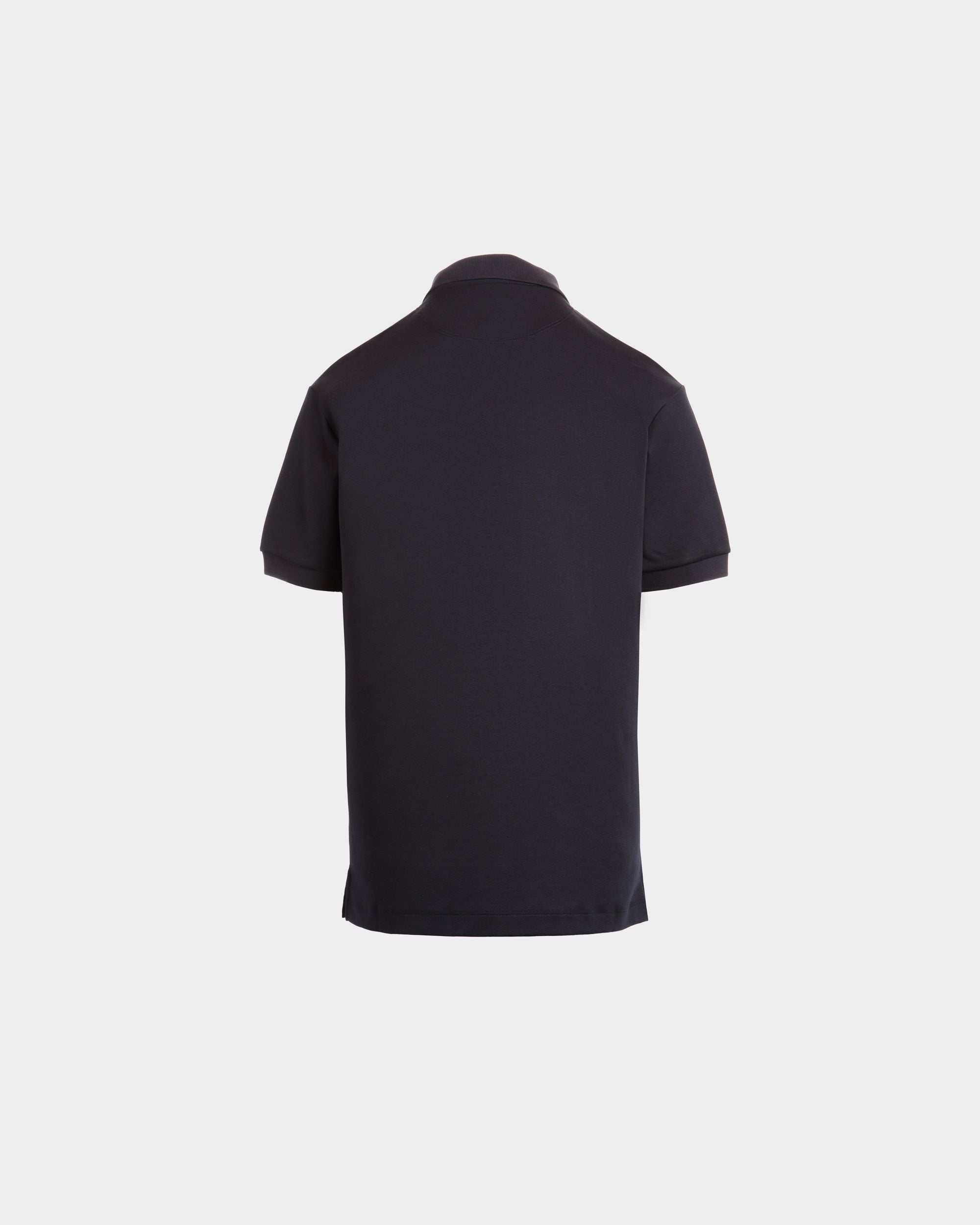 Polo À Manches Courtes En Mélange De Coton Et De Soie Navy Blue Orné D’un Logo Bally Crest - Homme - Bally - 08