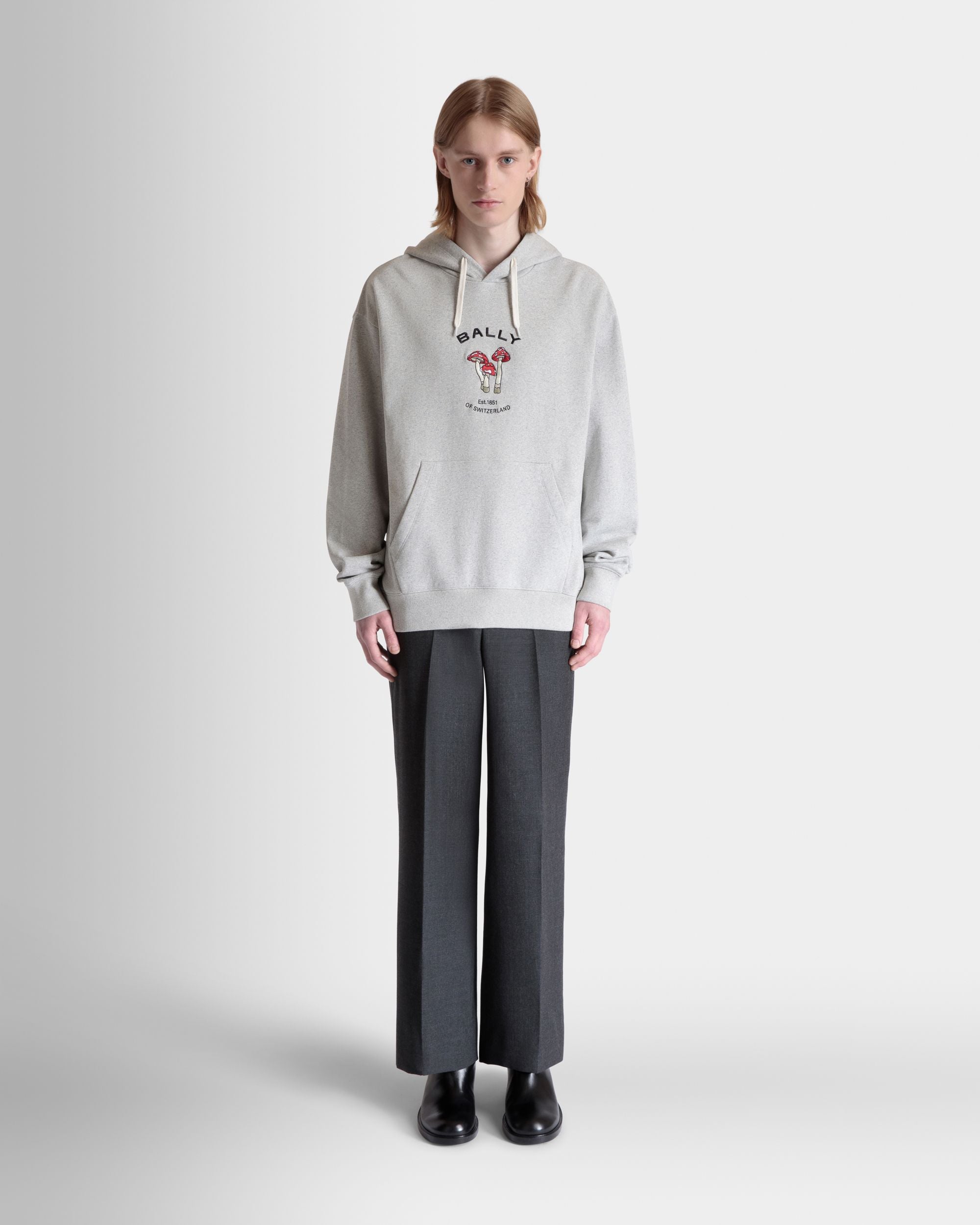 Sweat-Shirt À Capuche Avec Enchanting Mushrooms En Coton Gris Chiné - Homme - Bally - 02