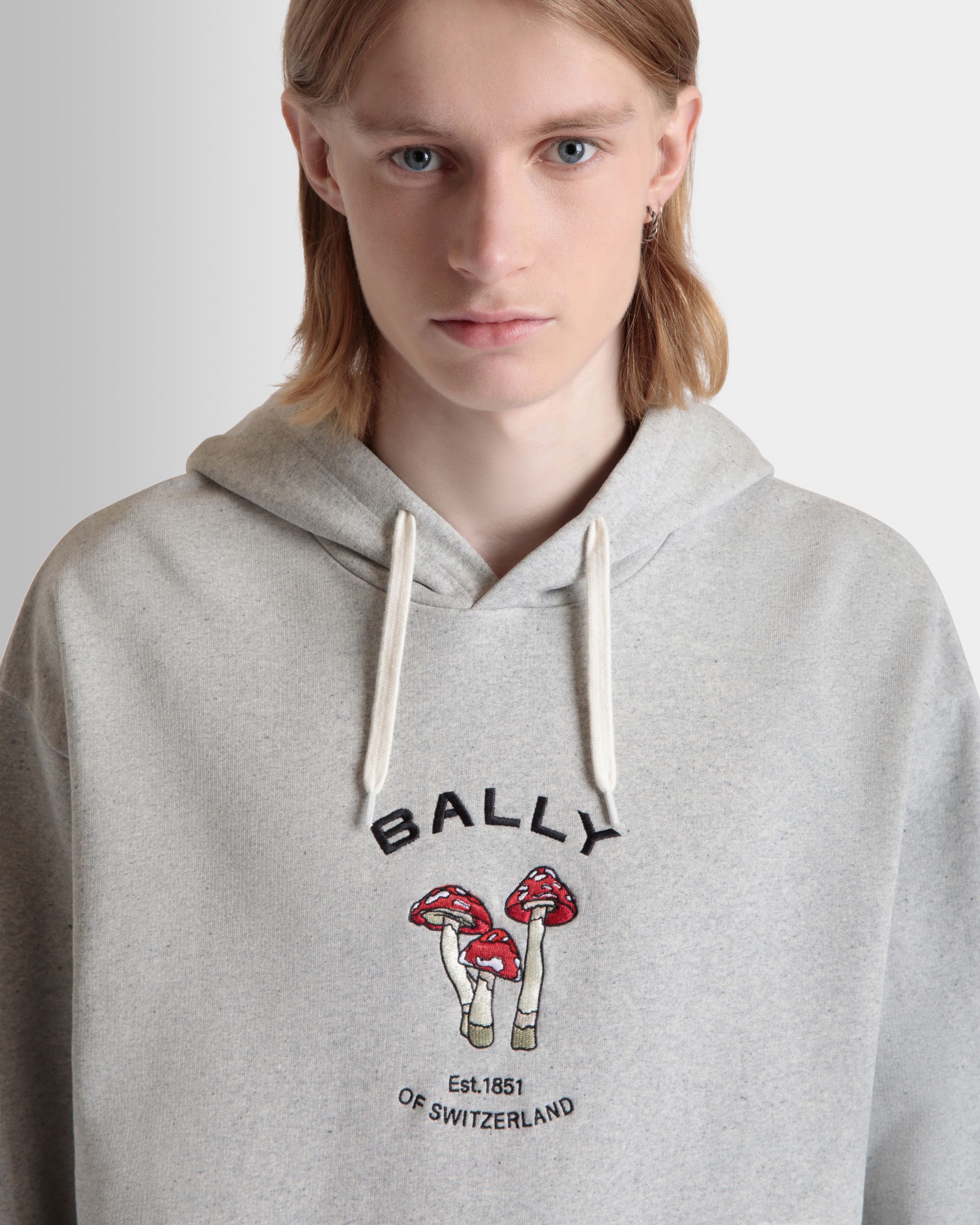 Sweat-Shirt À Capuche Avec Enchanting Mushrooms En Coton Gris Chiné - Homme - Bally - 03