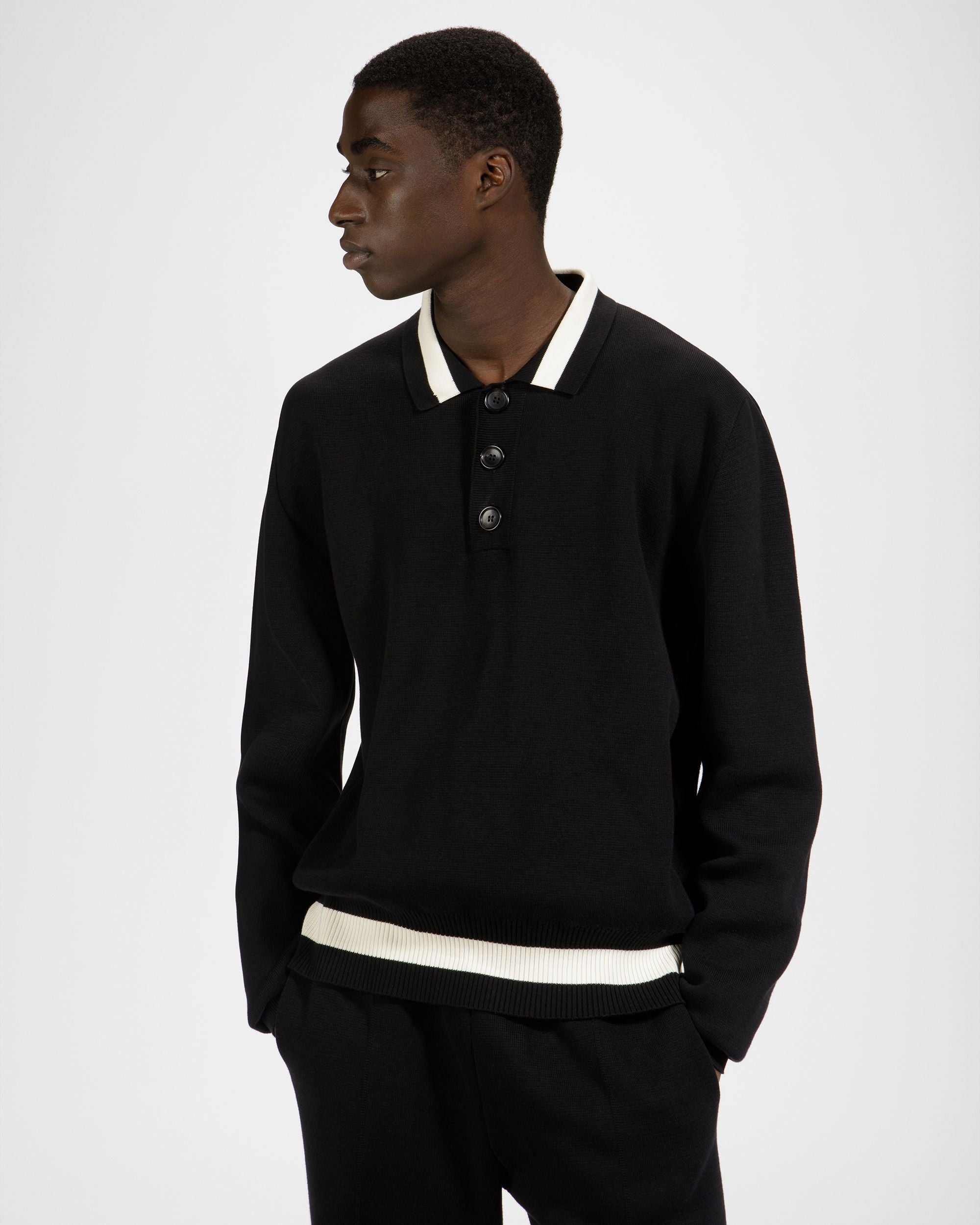 Polo En Maille De Coton Noire - Homme - Bally - 02