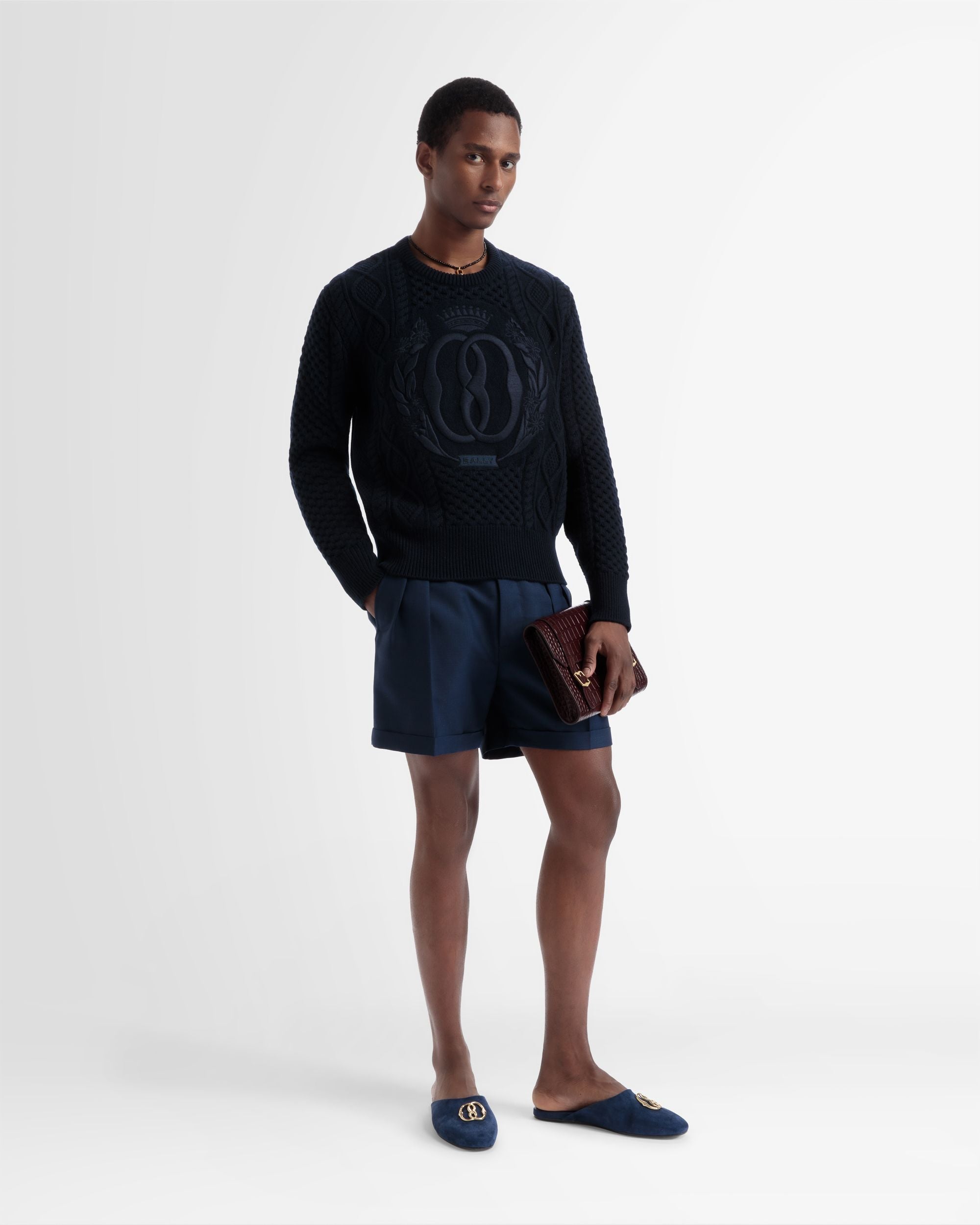 Pull Ras-du-cou En Laine Bleu Marine - Homme - Bally - 02