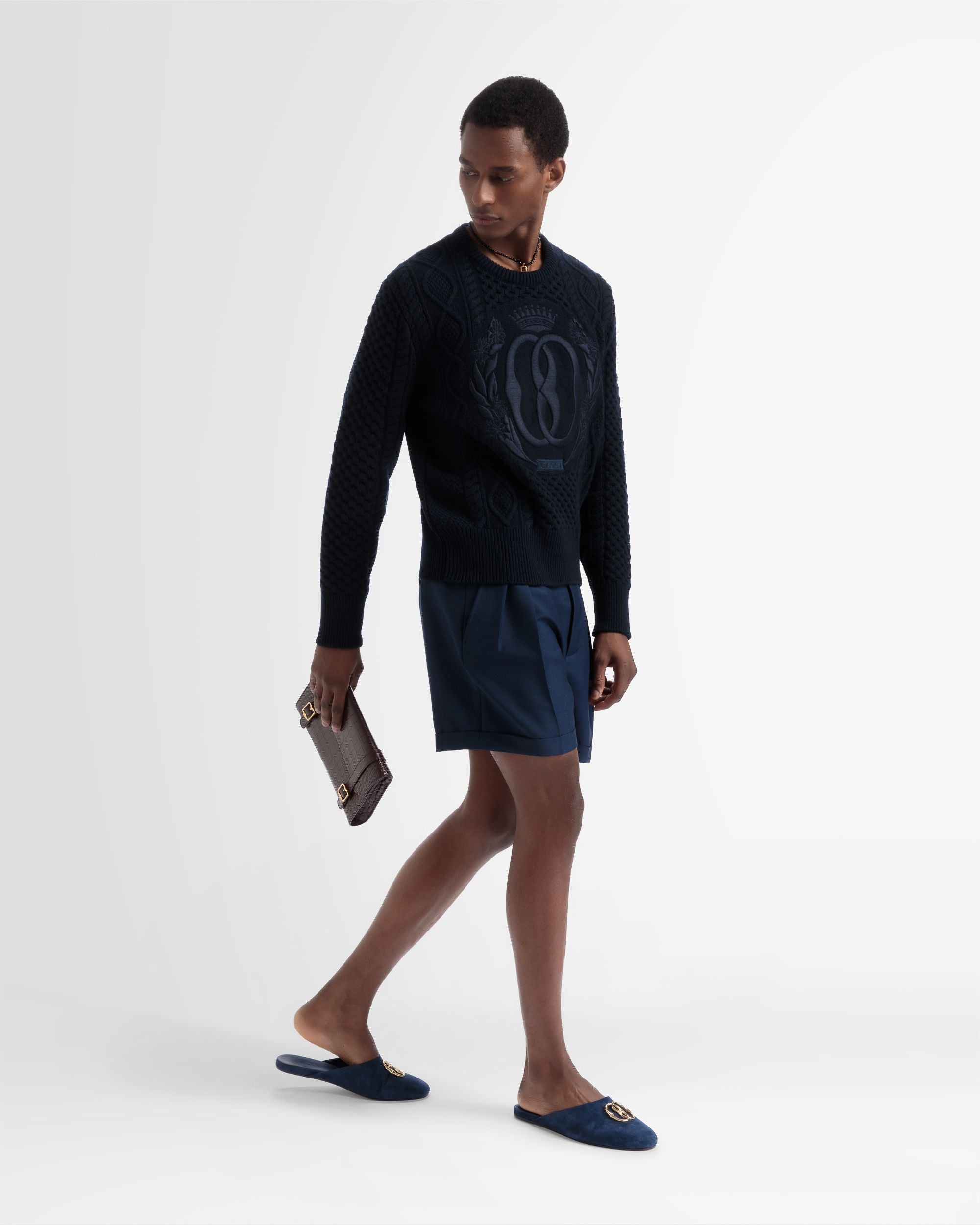 Pull Ras-du-cou En Laine Bleu Marine - Homme - Bally - 05