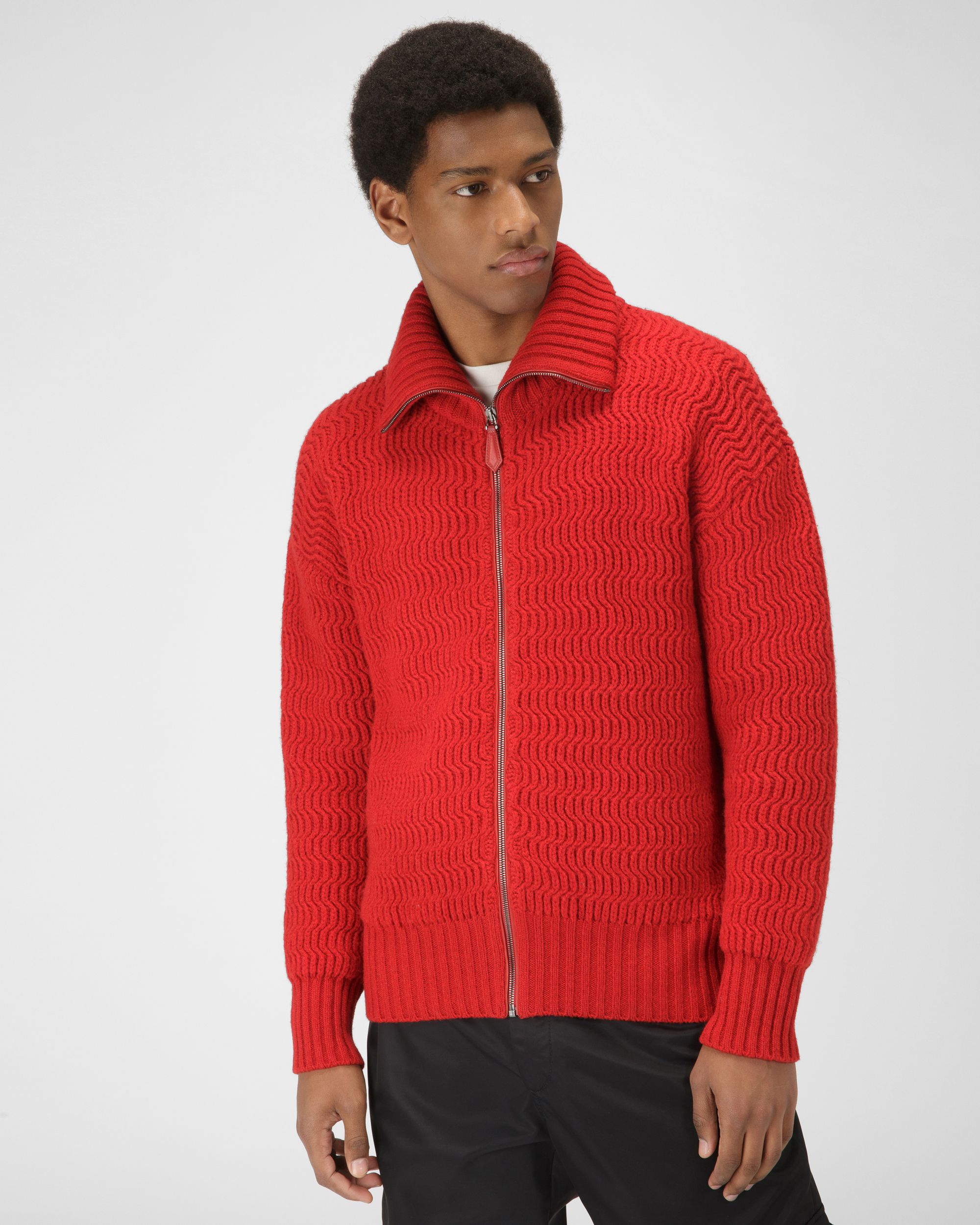 Col Roulé En Laine Et Cachemire Rouge - Homme - Bally - 01