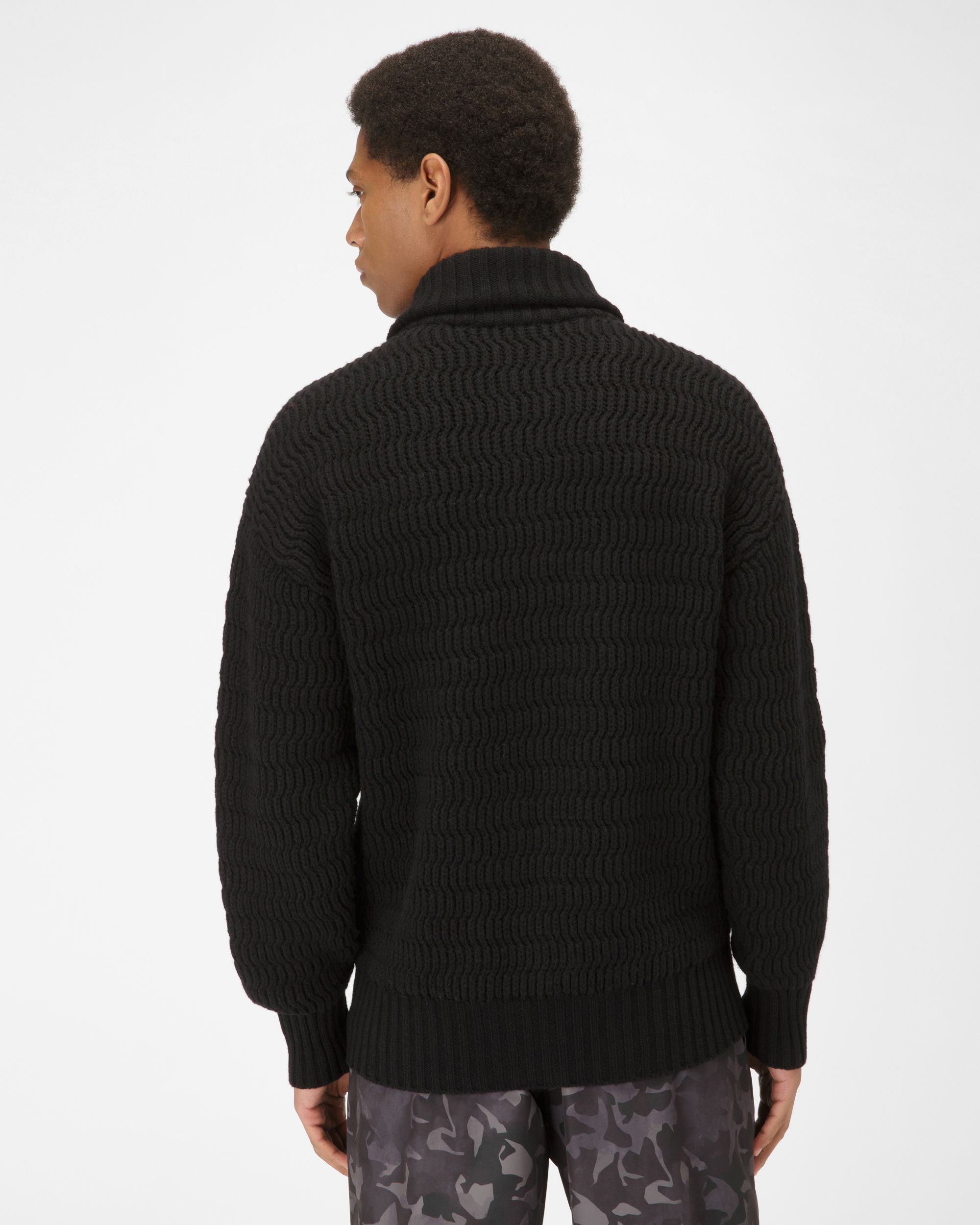 Col Roulé En Laine Et Cachemire Noir - Homme - Bally - 03