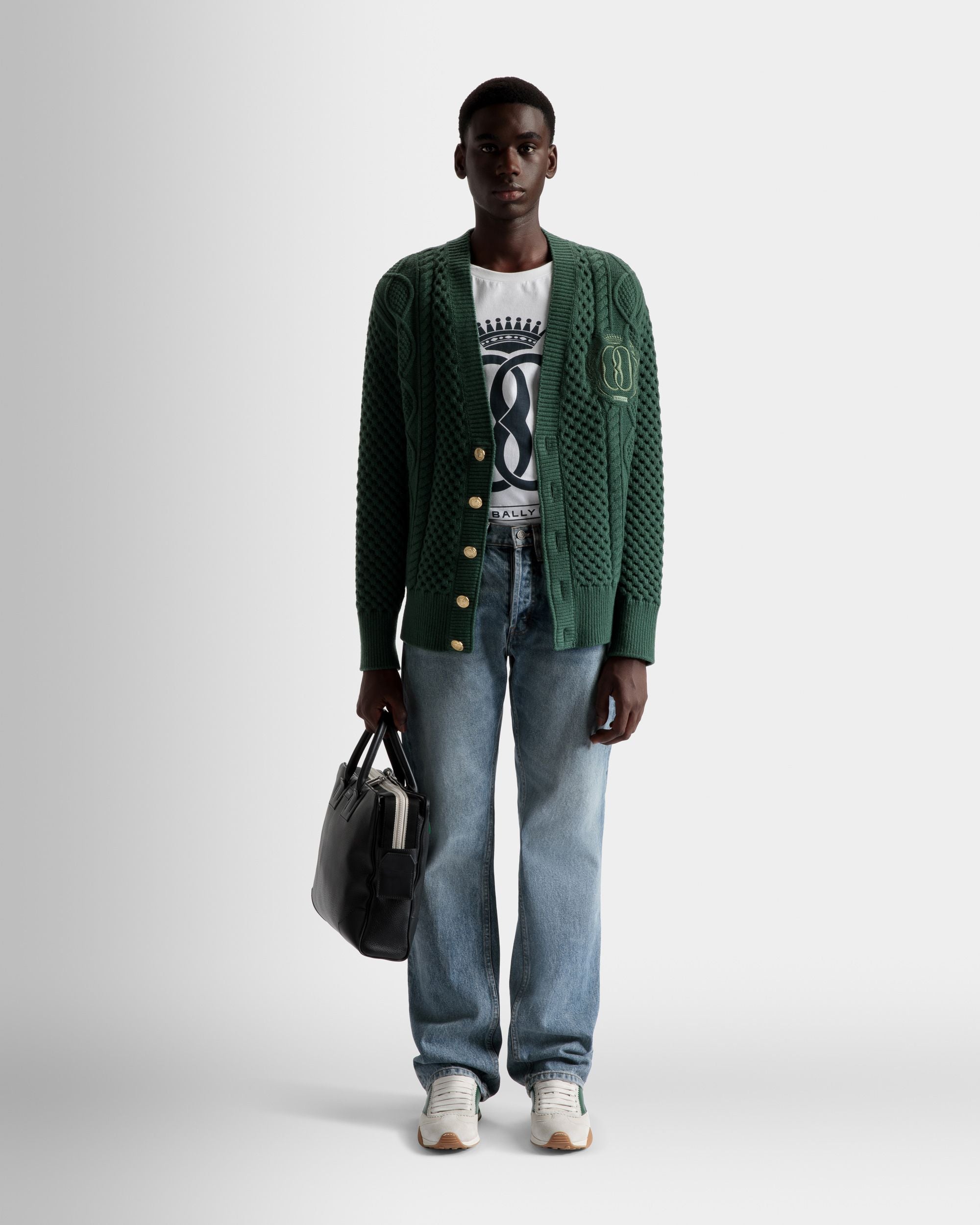 Cardigan À Torsades Avec Col En V - Homme - Bally - 02