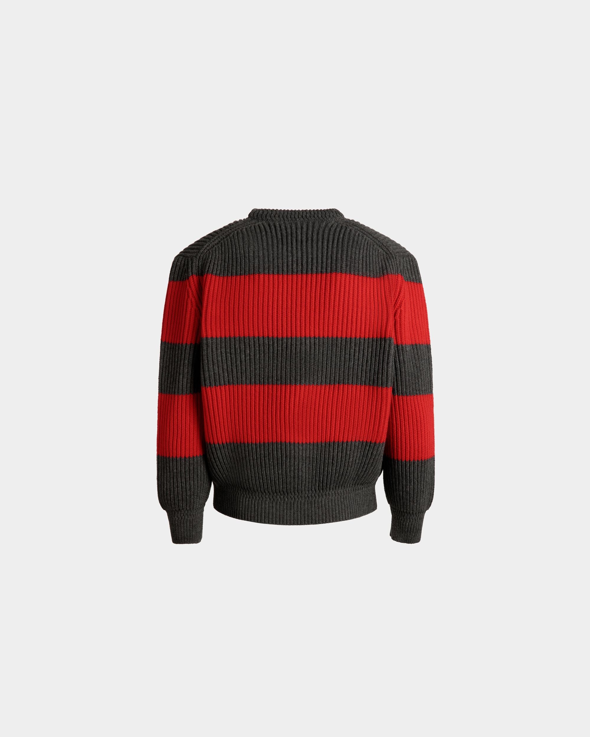Pull À Col Ras-Du-Cou Avec Logo Bally Crest En Laine Candy Red Et Dark Grey - Homme - Bally - 03