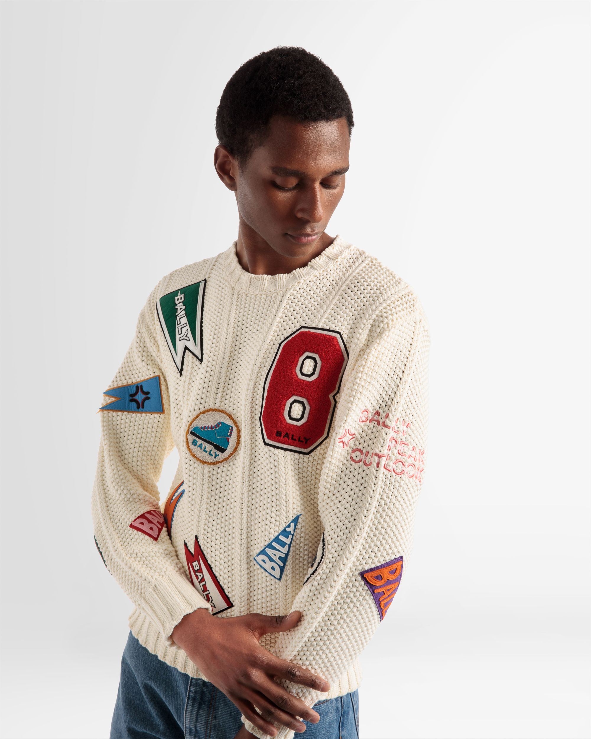 Pull Ras-du-cou Peak Outlook En Coton Ivoire - Homme - Bally - 05