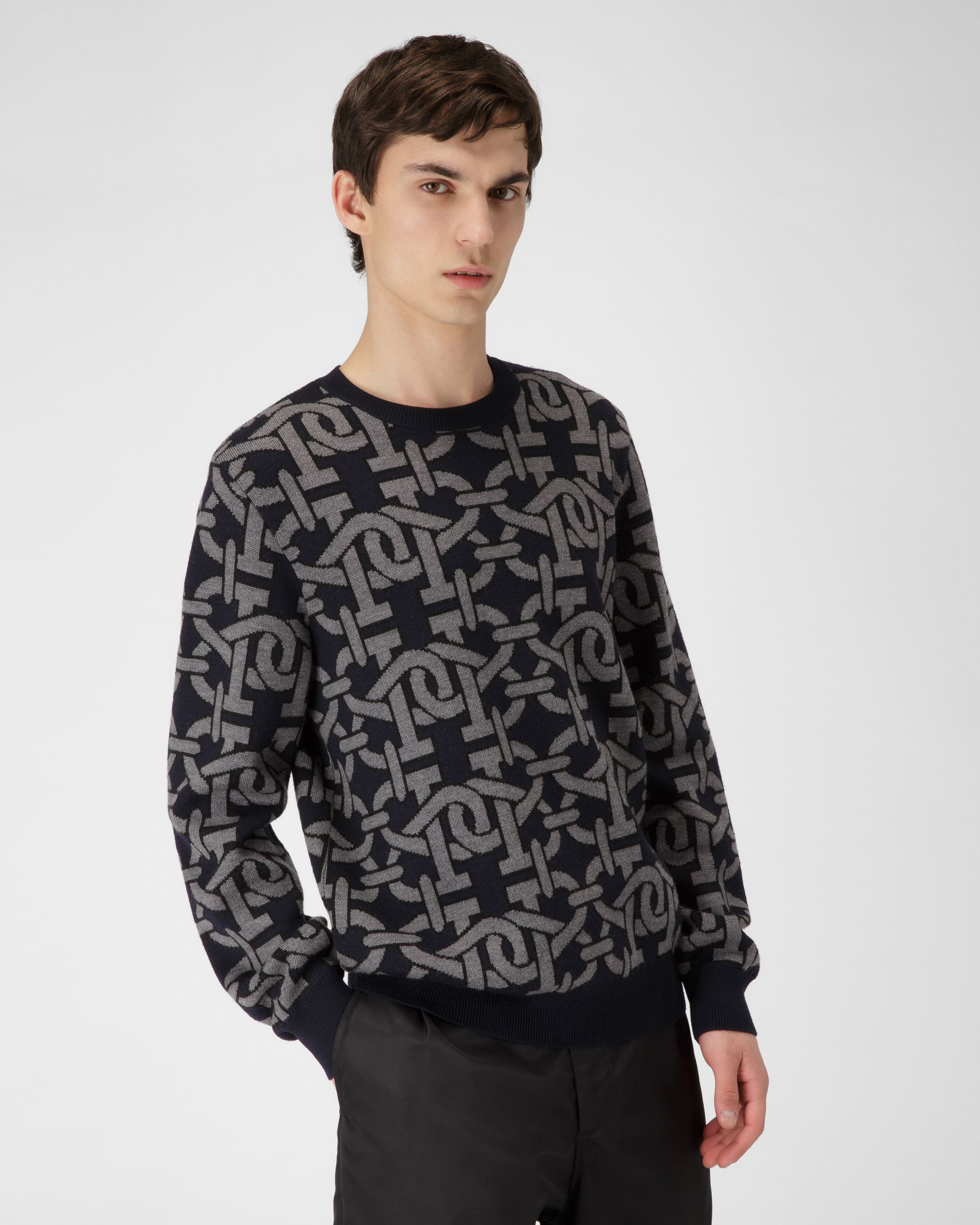 Col Ras Du Cou En Laine Bleu Marine - Homme - Bally - 01
