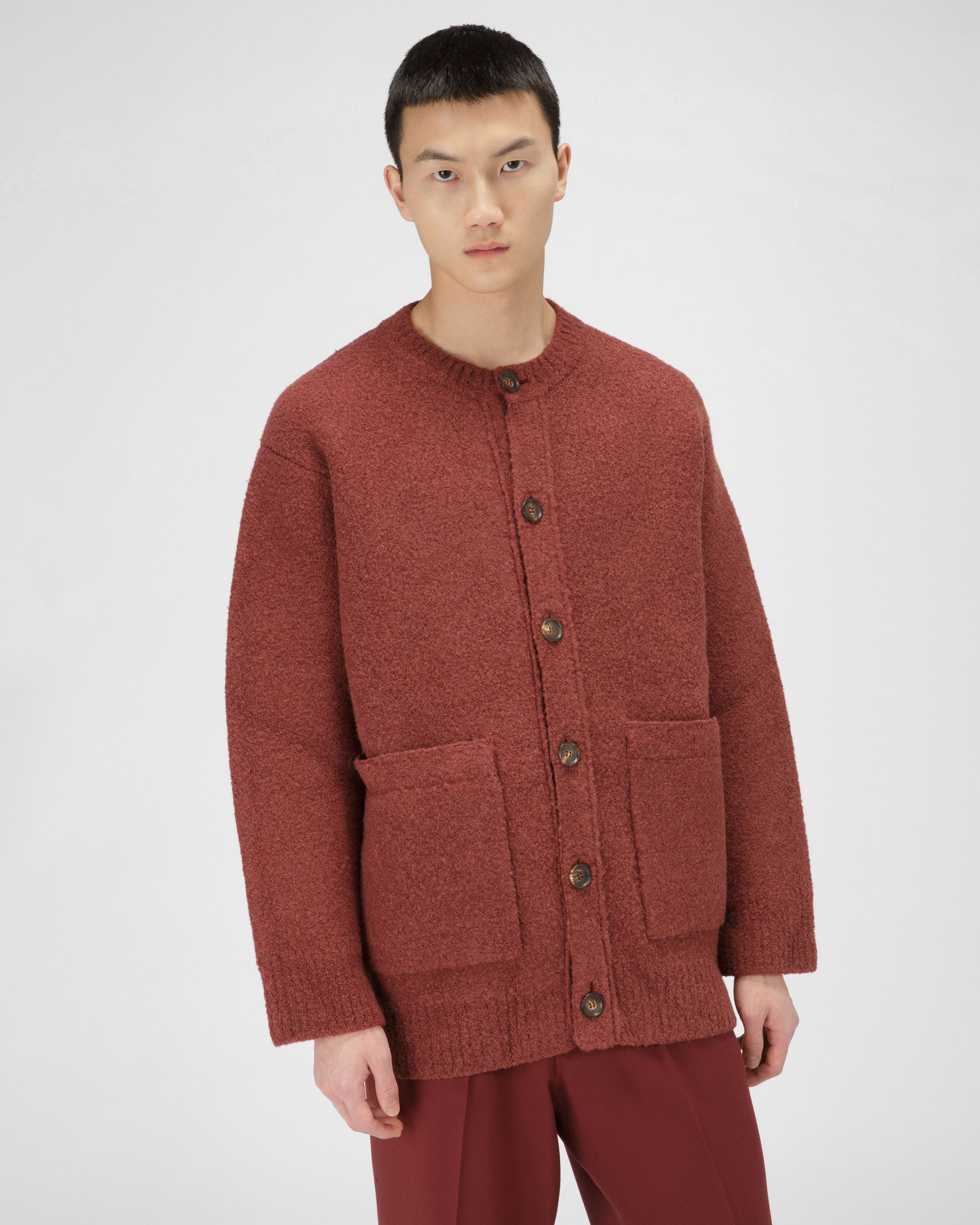 Cardigan En Laine Mélangée Rouge Héritage - Homme - Bally - 01