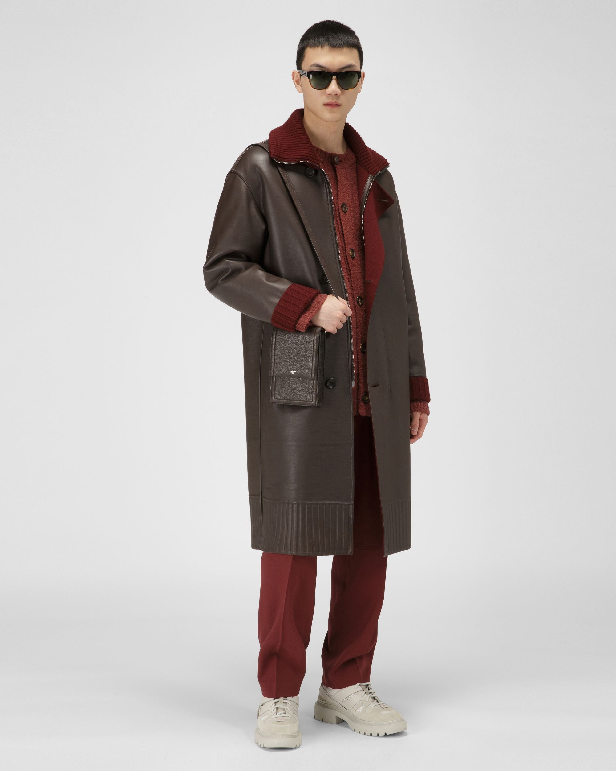 Cardigan En Laine Mélangée Rouge Héritage - Homme - Bally - 05