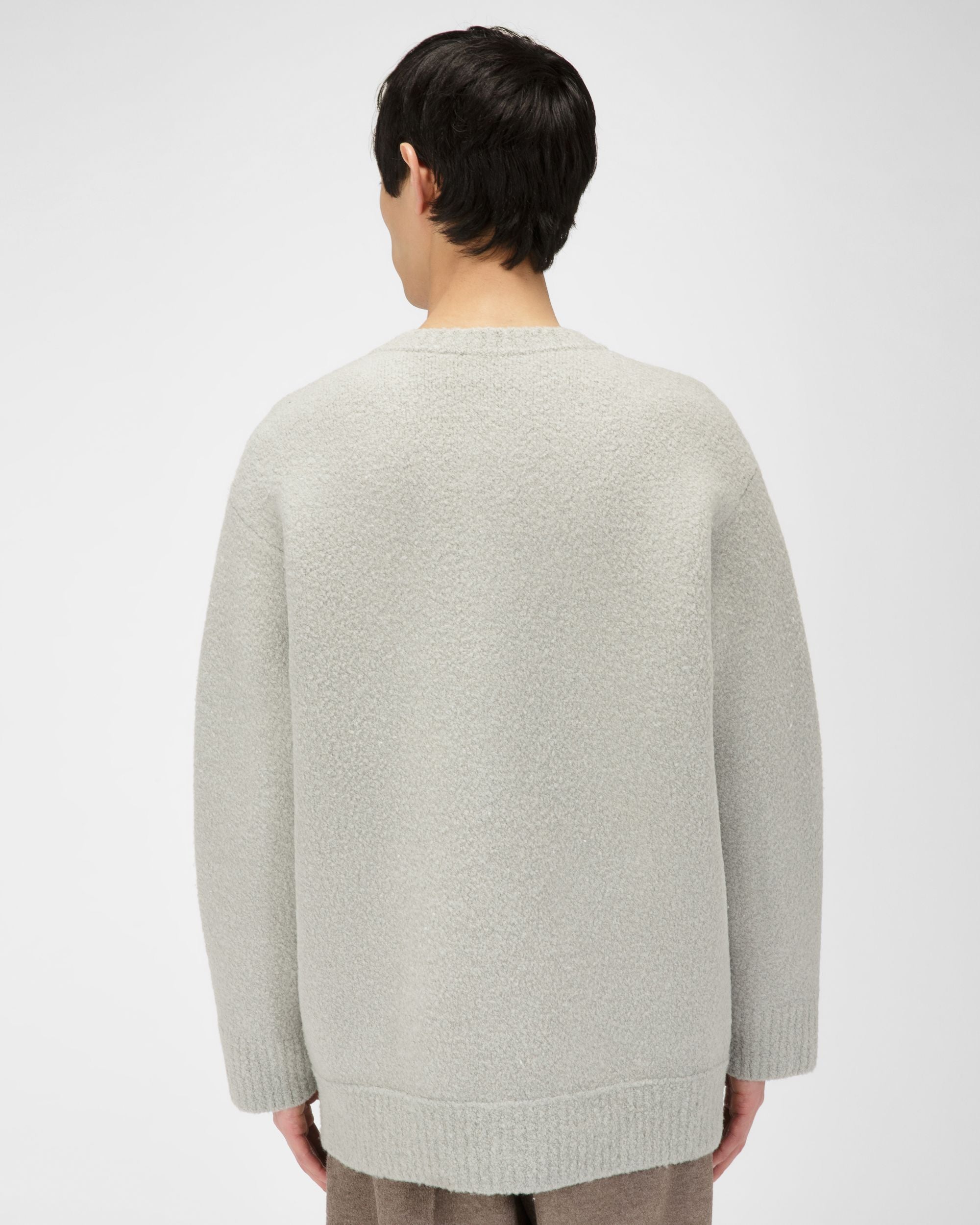 Cardigan En Laine Mélangée Bleu Clair - Homme - Bally - 03