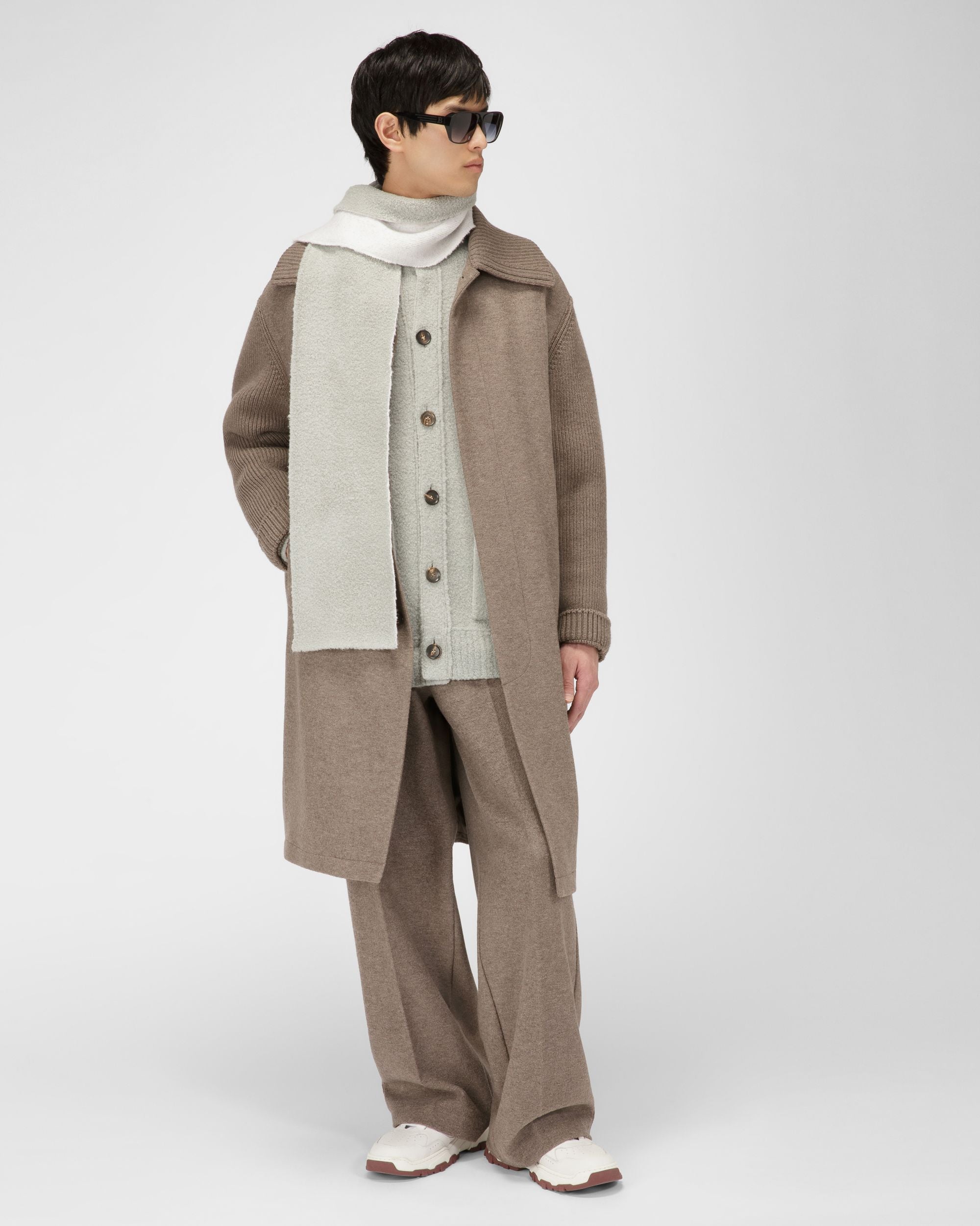 Cardigan En Laine Mélangée Bleu Clair - Homme - Bally - 05