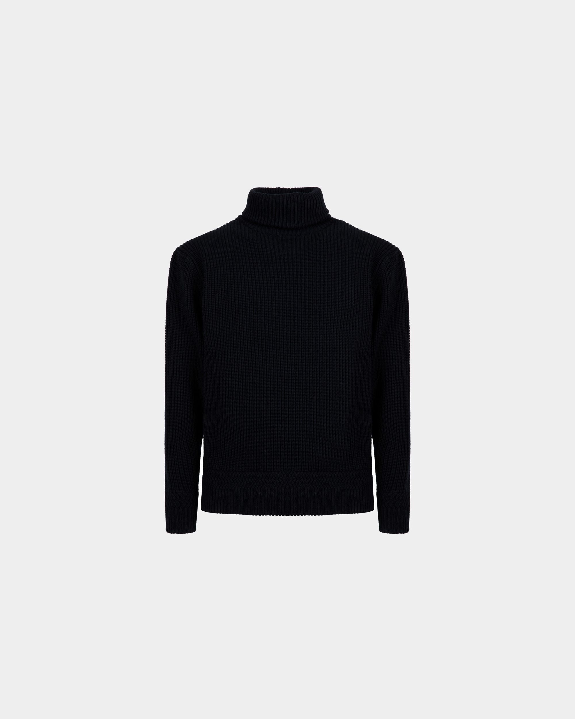 Pull À Col Roulé En Laine Bleu Foncé - Homme - Bally - 01