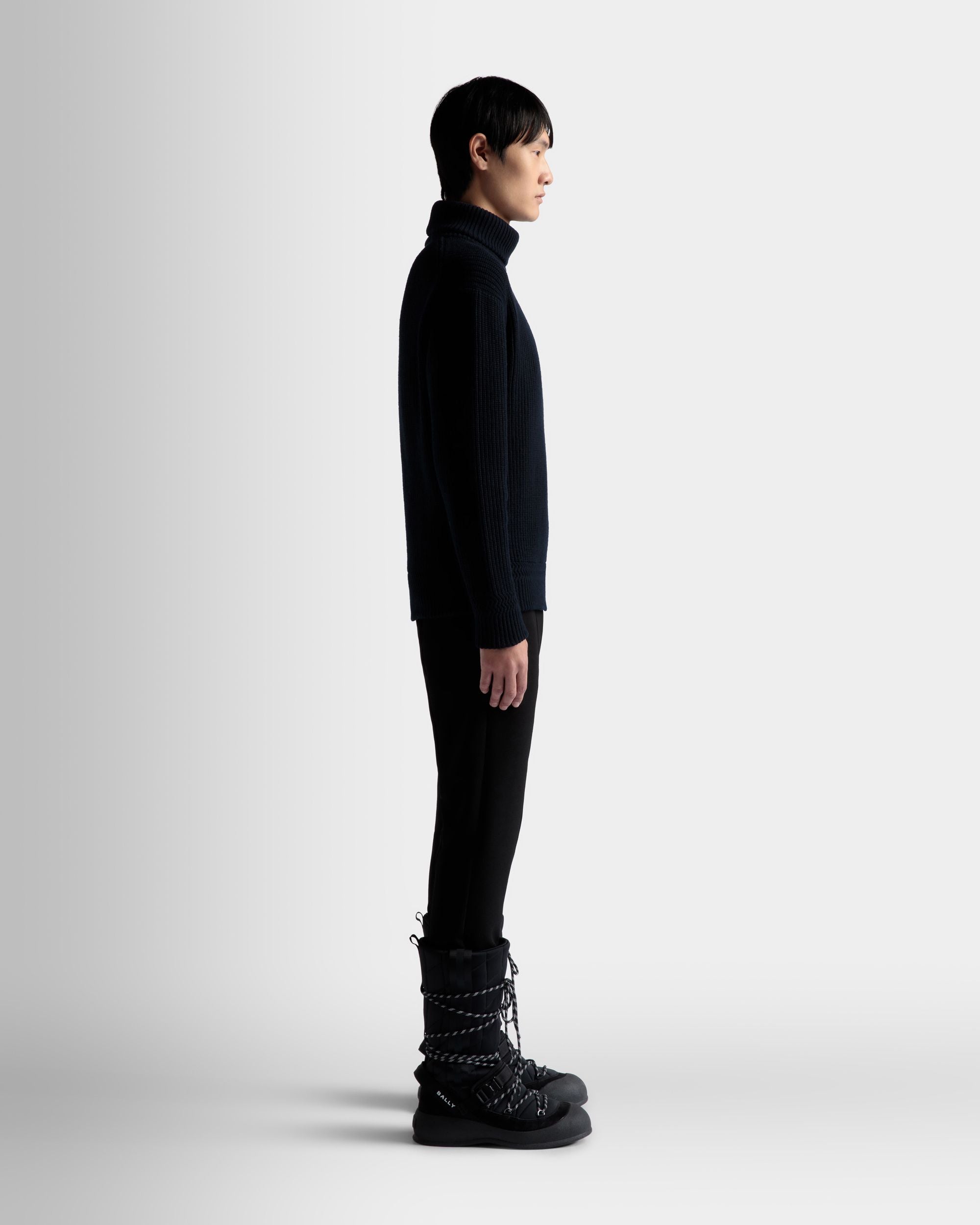 Pull À Col Roulé En Laine Bleu Foncé - Homme - Bally - 05