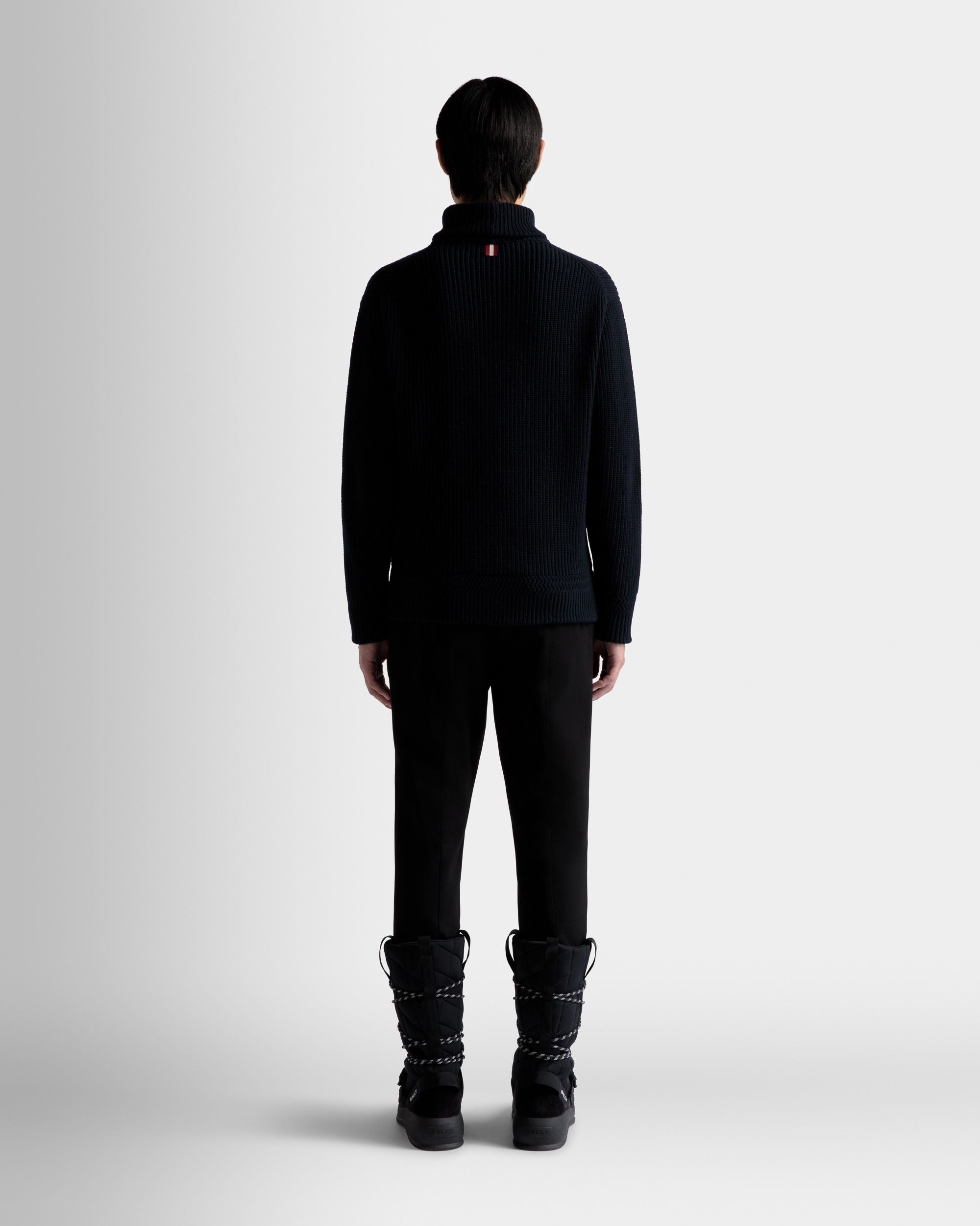 Pull À Col Roulé En Laine Bleu Foncé - Homme - Bally - 06