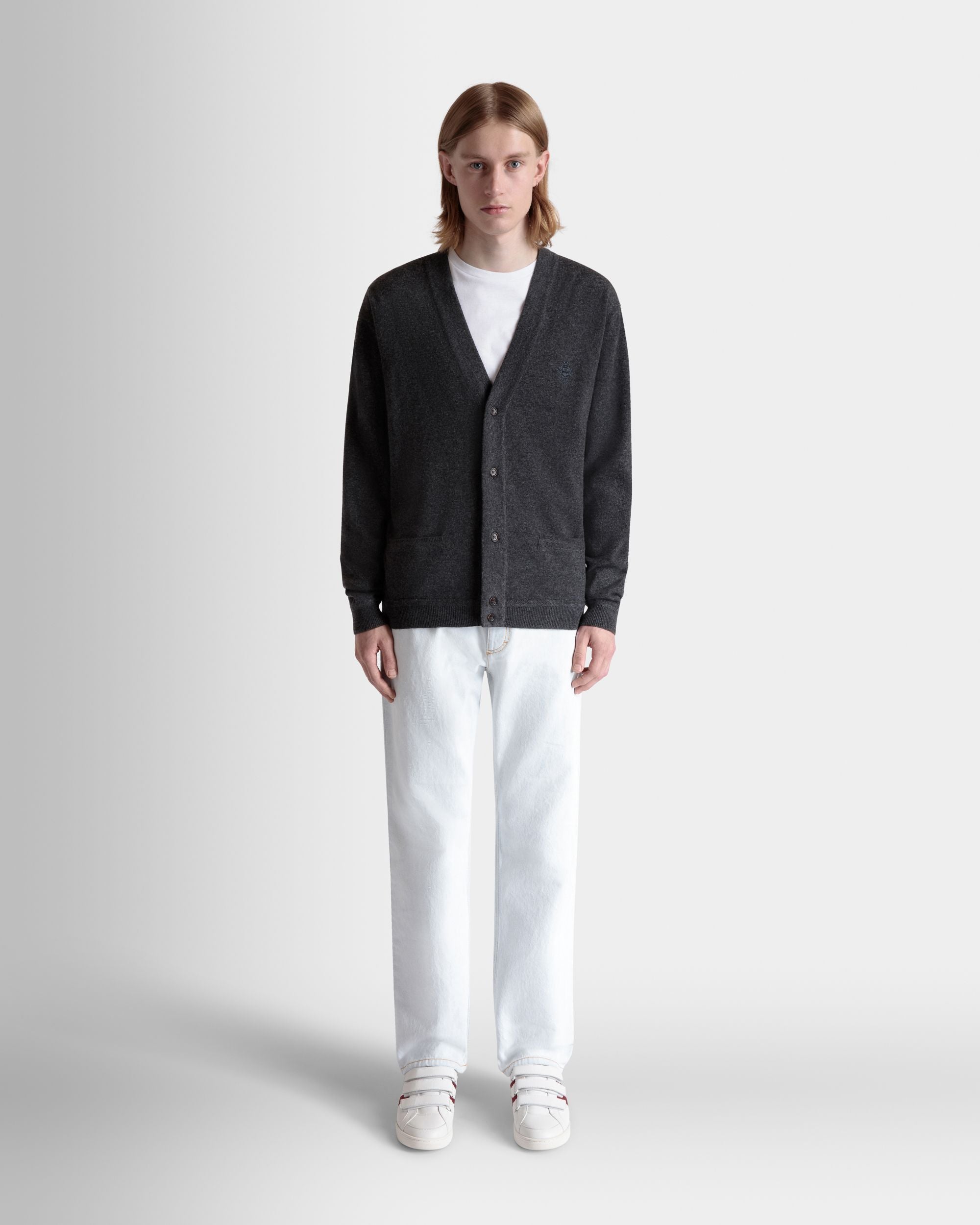 Cardigan En Cachemire Gris Foncé Orné D’un Logo Bally Crest - Homme - Bally - 02