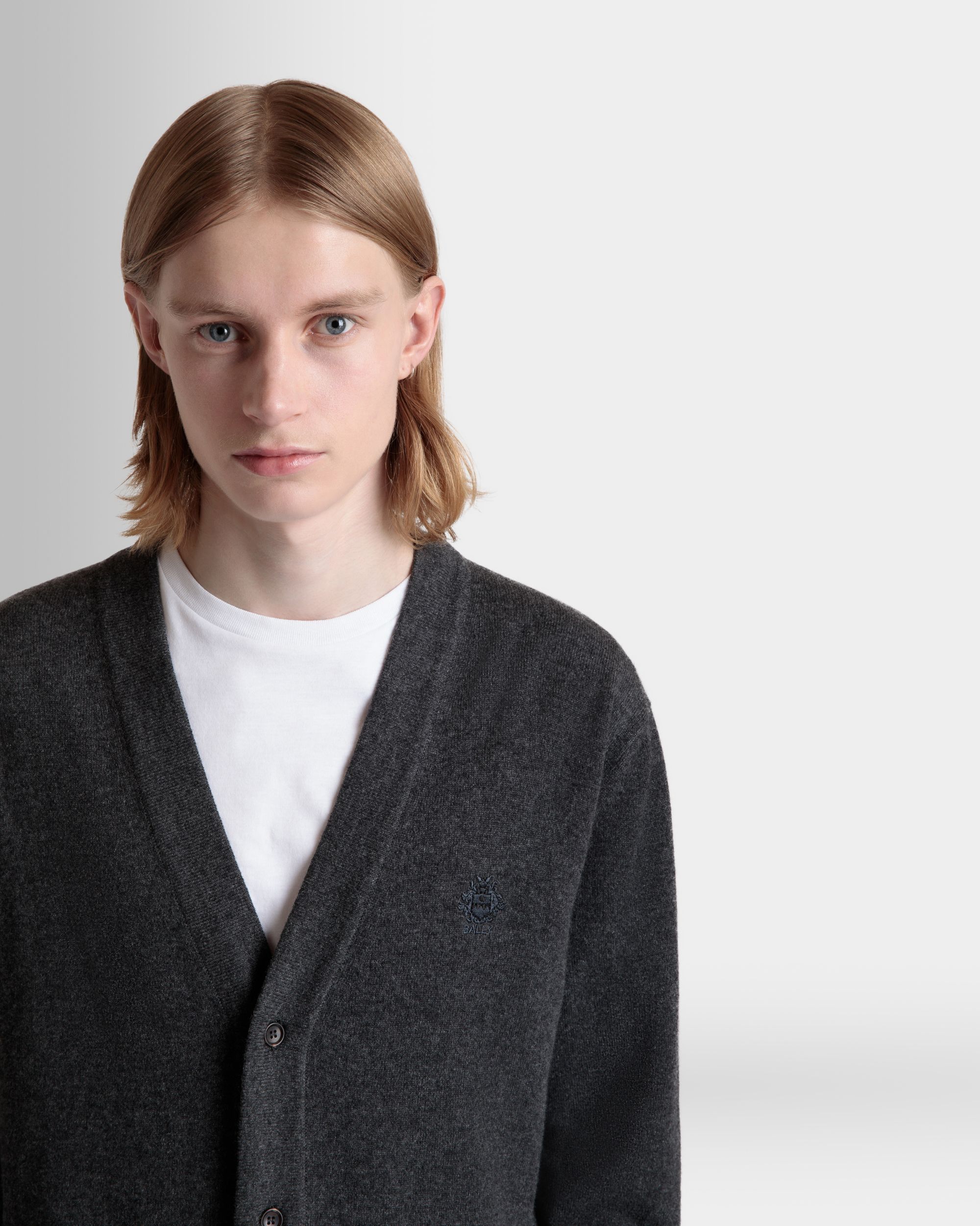 Cardigan En Cachemire Gris Foncé Orné D’un Logo Bally Crest - Homme - Bally - 03