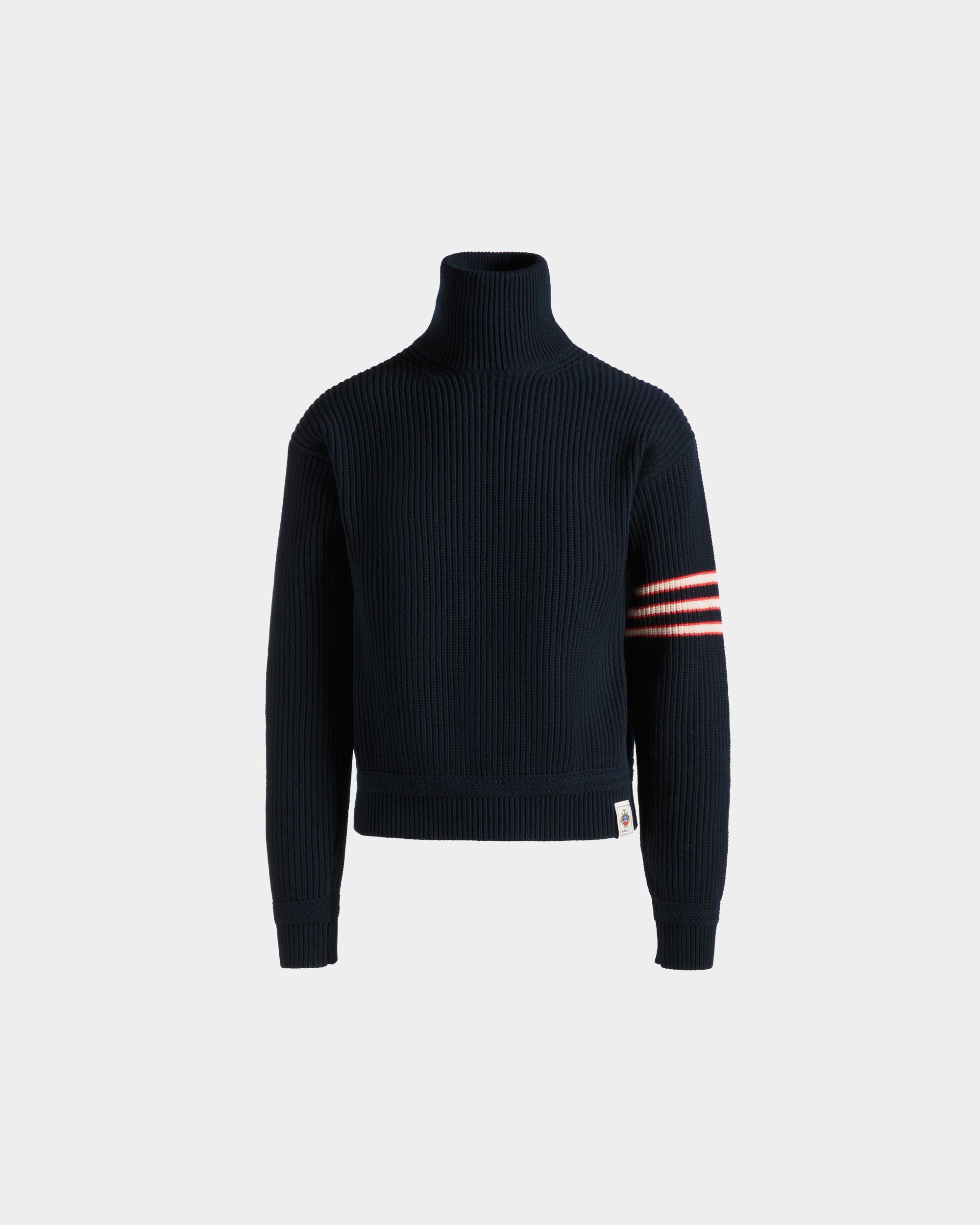 Col Roulé Avec Logo Bally Crest En Laine Navy Blue - Homme - Bally - 01