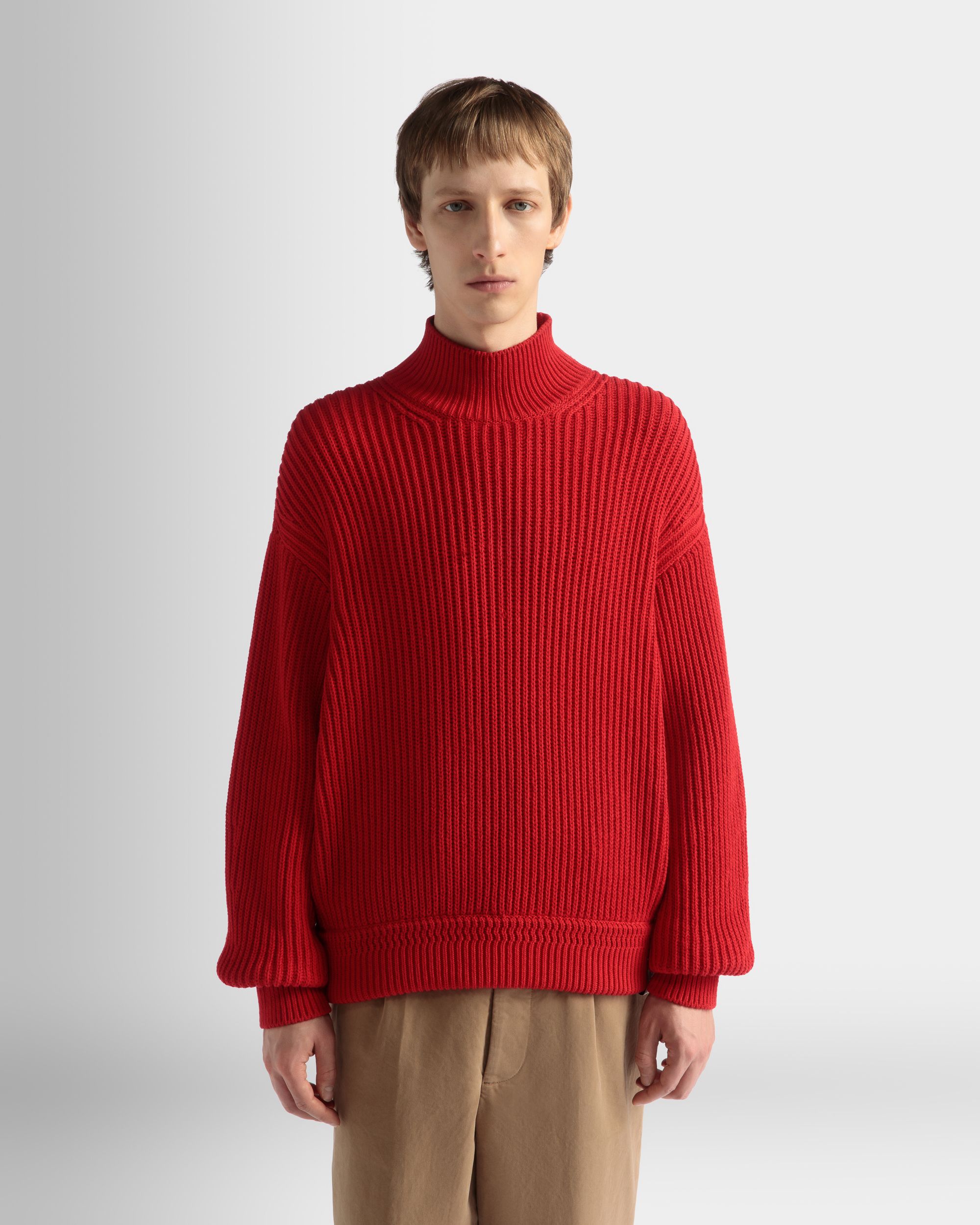 Pull À Col Roulé En Coton Candy Red - Homme - Bally - 03