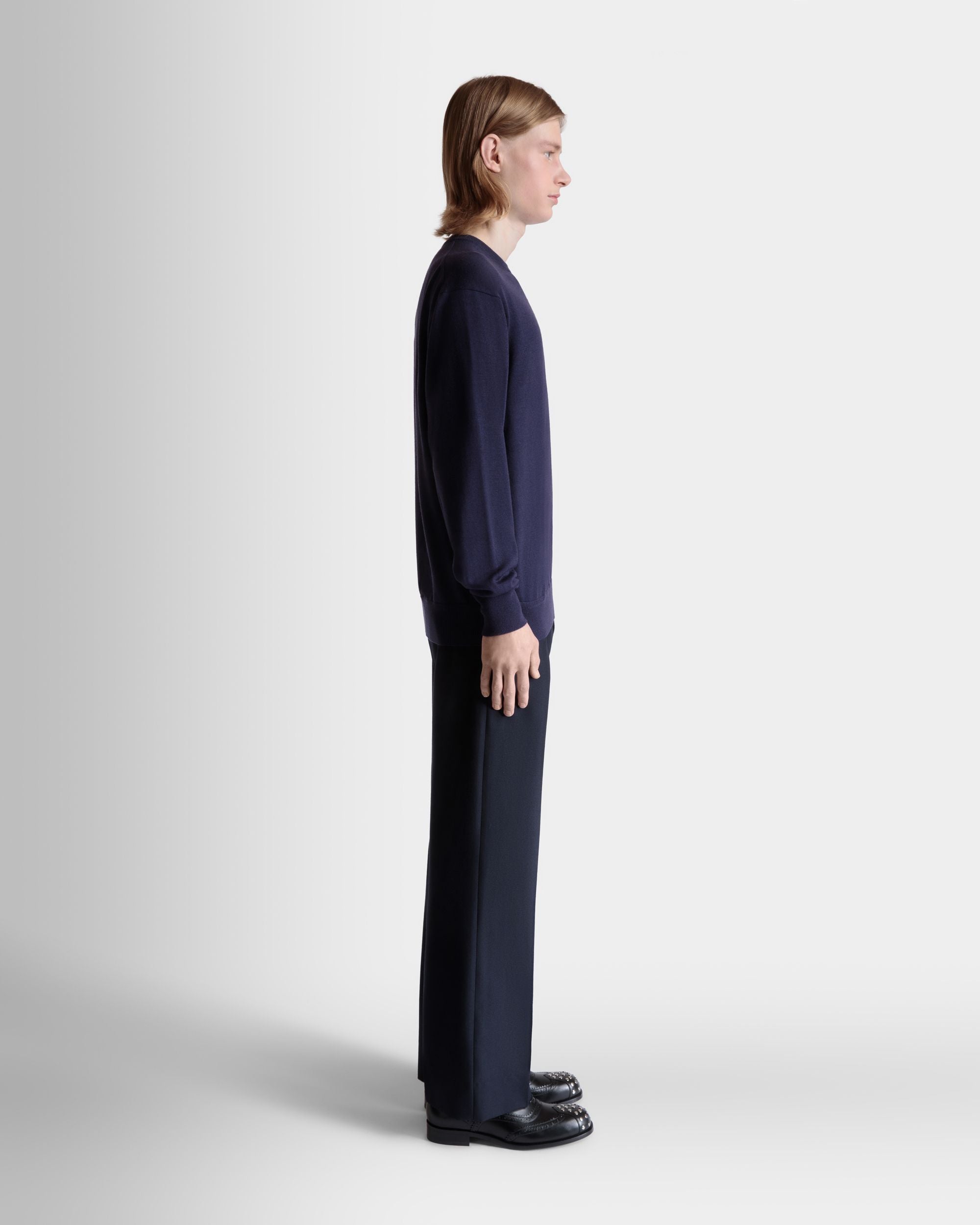 Pull Ras-Du-Cou En Laine Et Cachemire Mélangés Navy Blue - Homme - Bally - 08