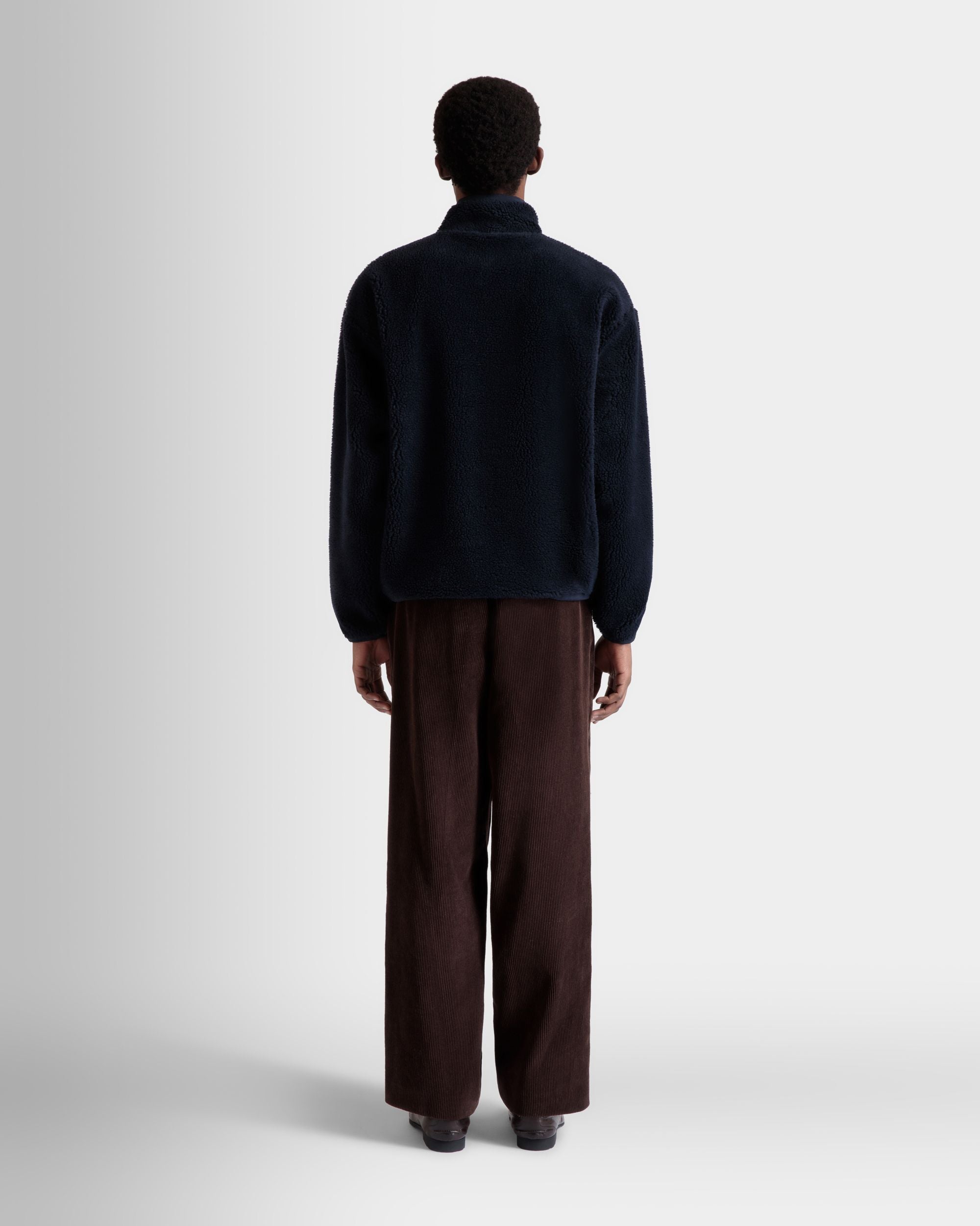 Sweat-Shirt Pour Homme À Glissière Intégrale De La Capsule D’hiver En Molleton Navy Blue Orné De Fleurs Des Alpes - Homme - Bally - 06