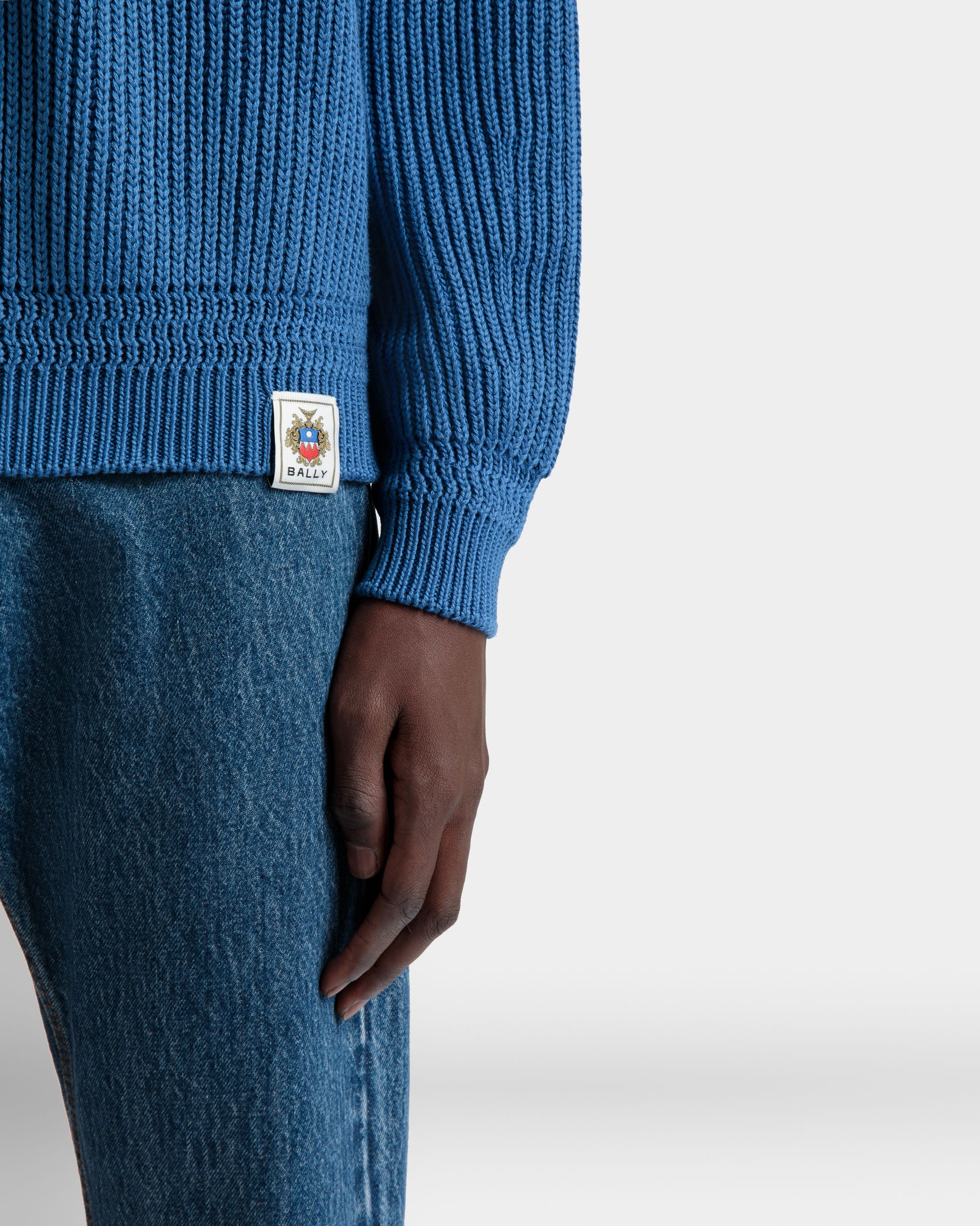 Pull Ras-Du-Cou En Coton Medium Blue - Homme - Bally - 03