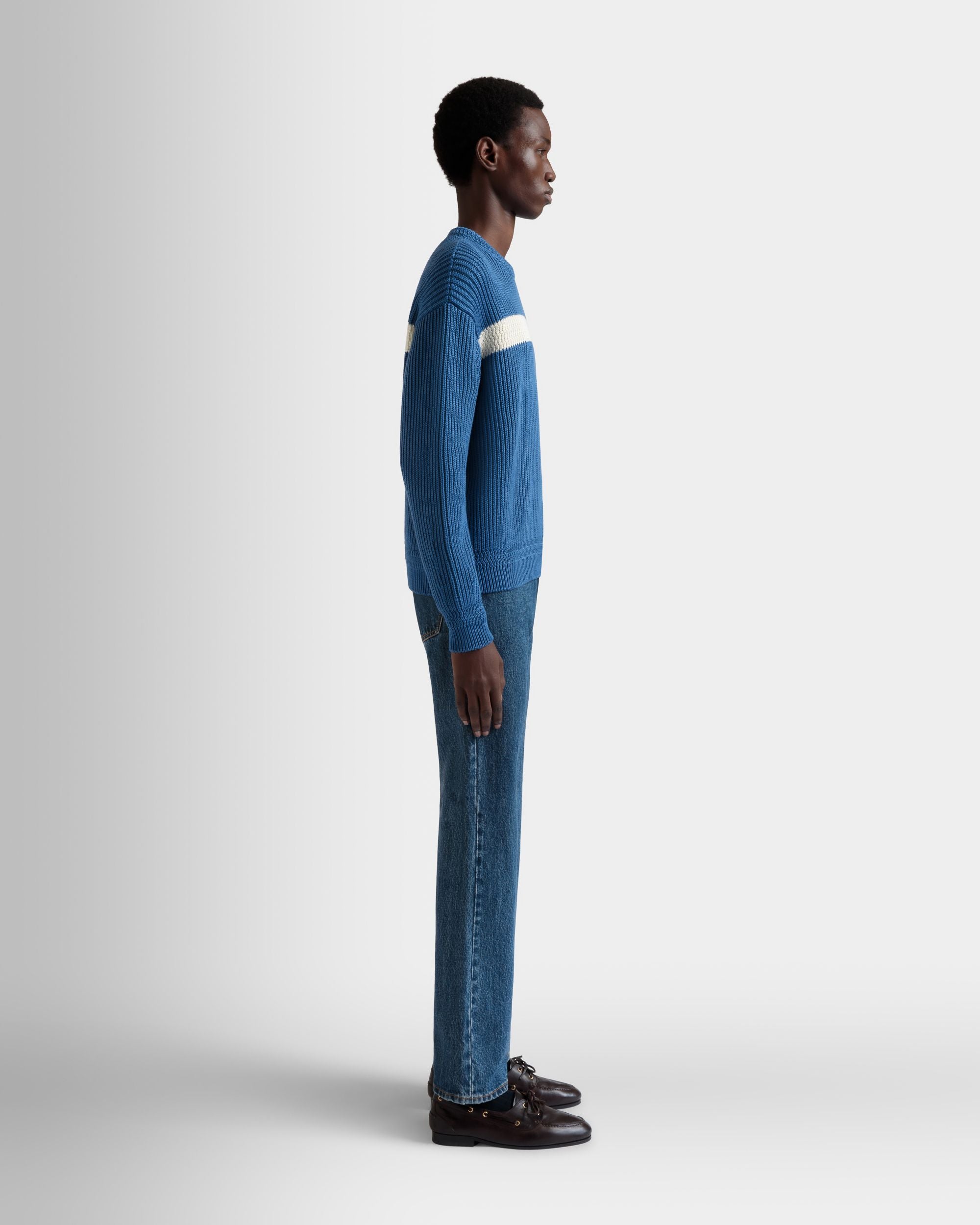 Pull Ras-Du-Cou En Coton Medium Blue - Homme - Bally - 05