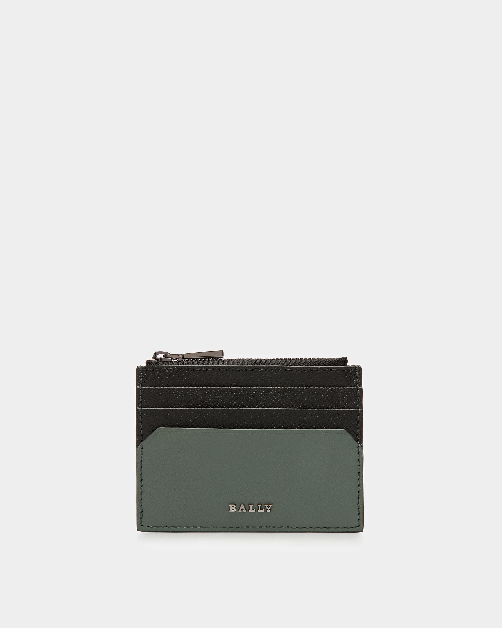 Byrion Porte-Cartes De Visite En Cuir Noir Et Sauge - Homme - Bally - 01