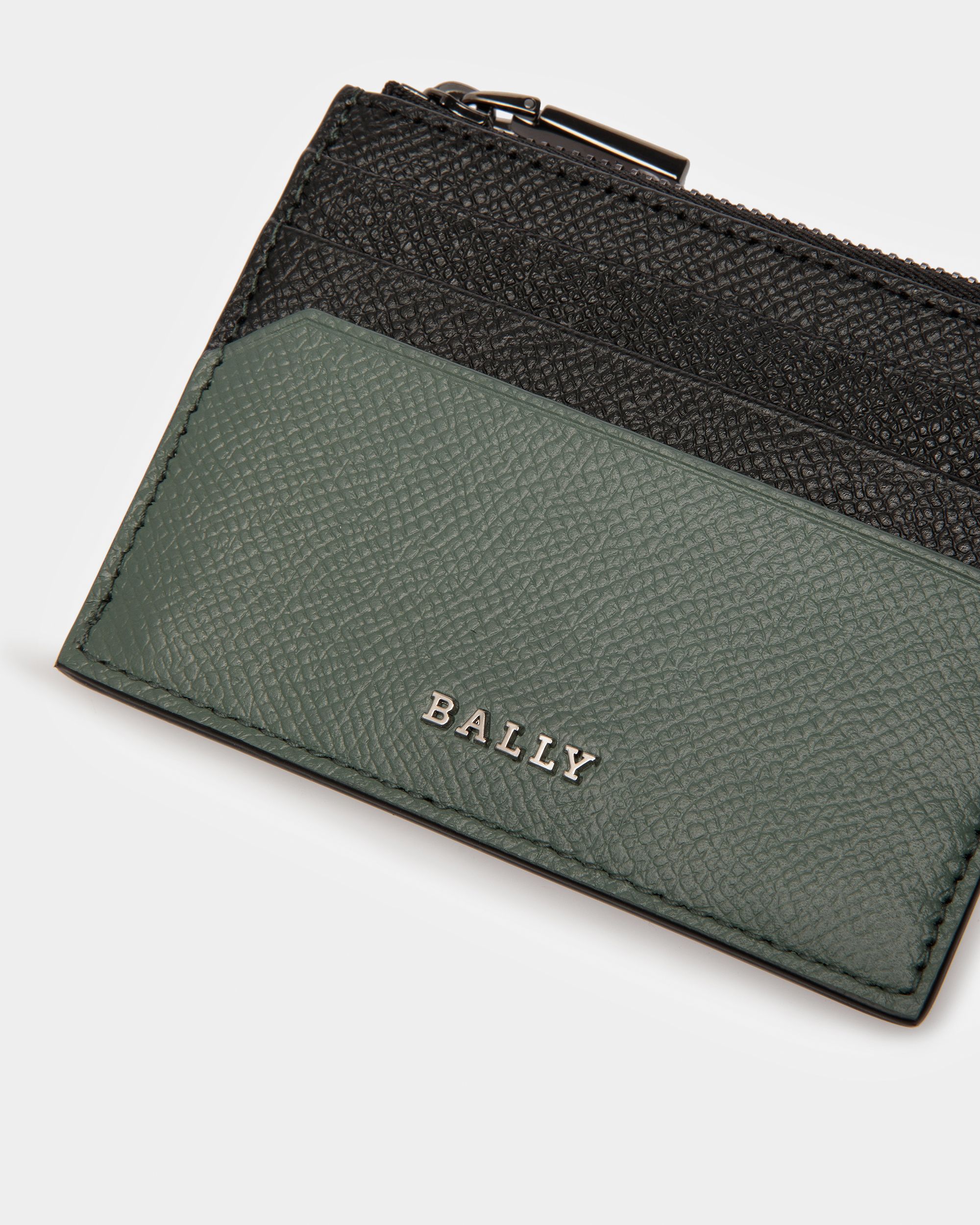 Byrion Porte-Cartes De Visite En Cuir Noir Et Sauge - Homme - Bally - 03