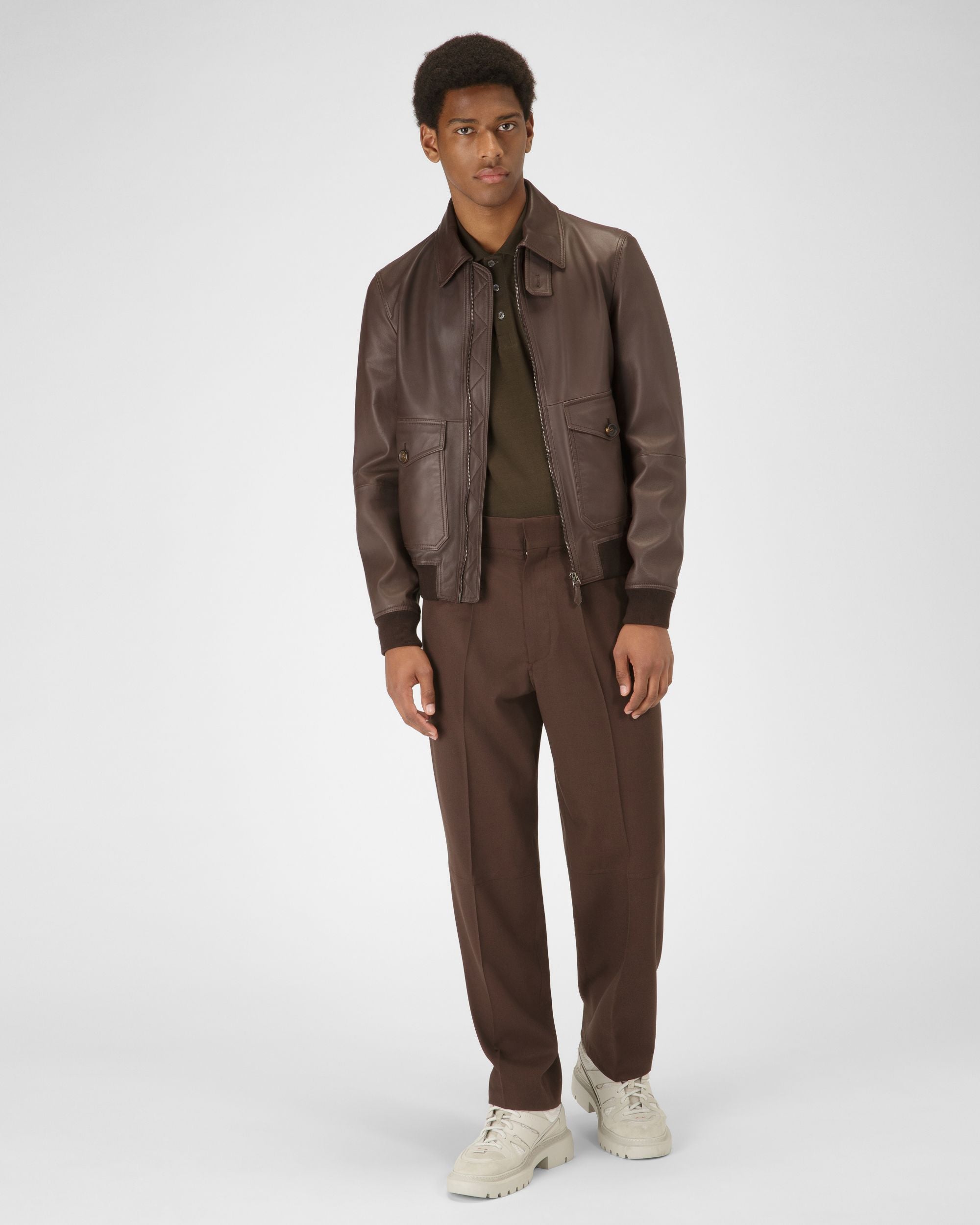Veste En Cuir Marron - Homme - Bally - 02