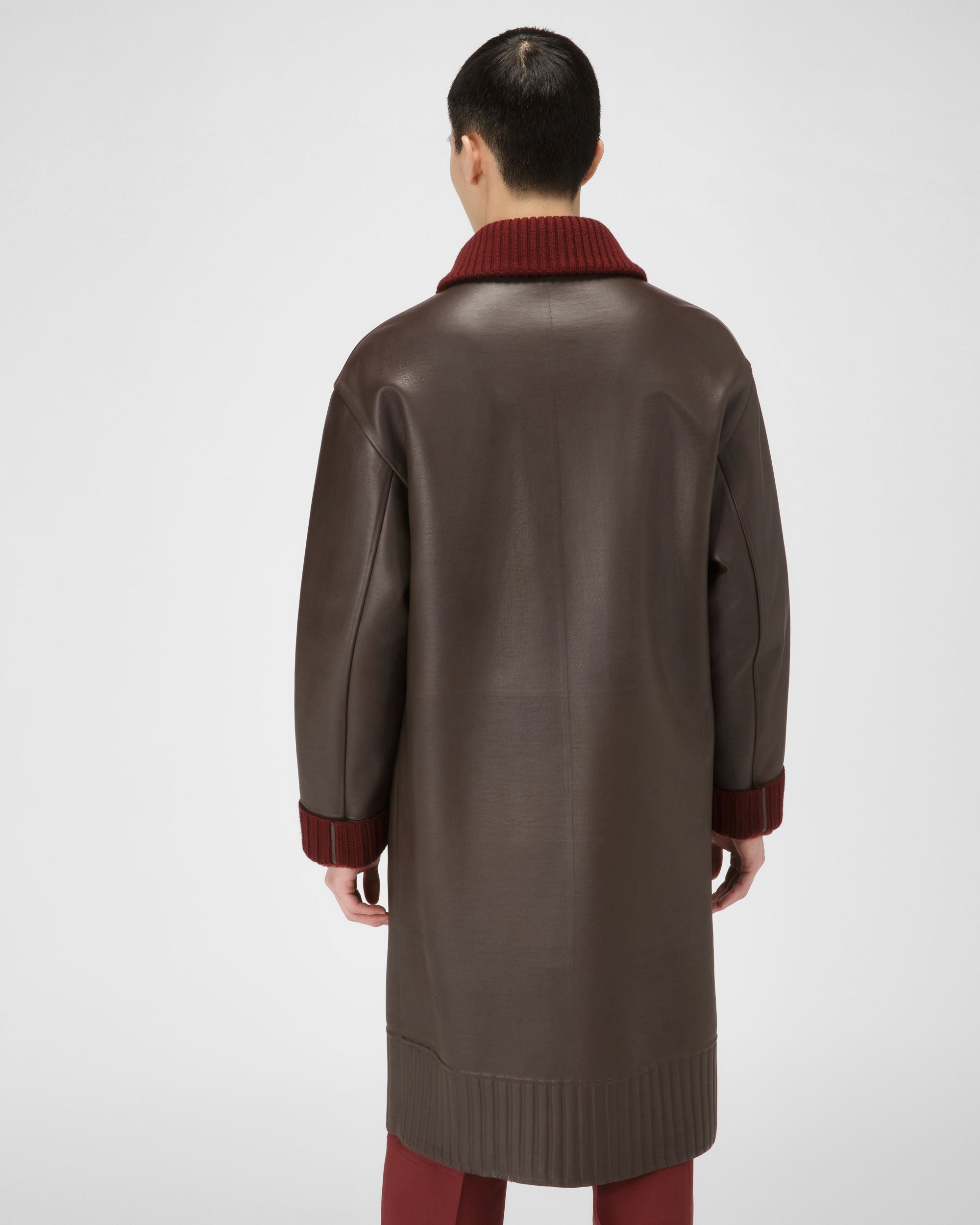 Manteau En Cuir Marron Ébène - Homme - Bally - 03