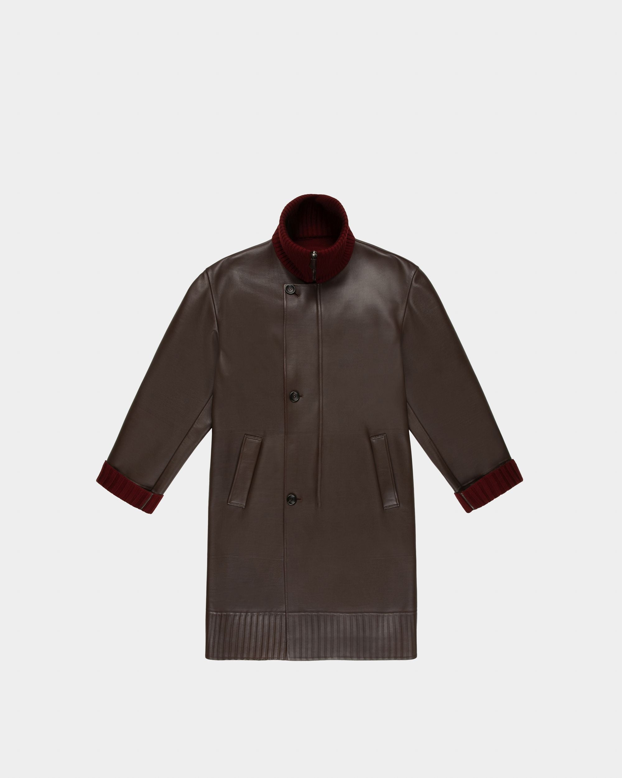 Manteau En Cuir Marron Ébène - Homme - Bally - 04