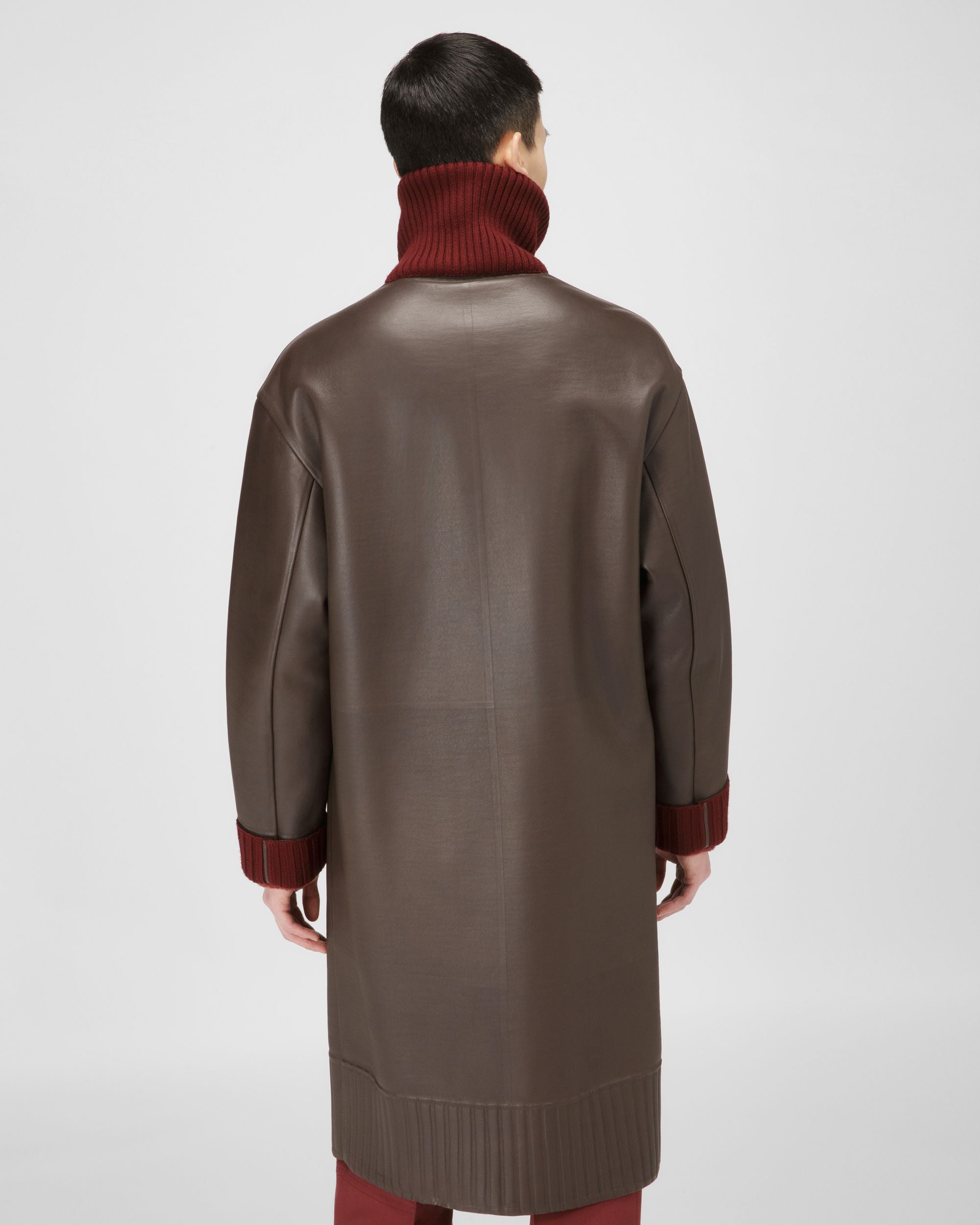 Manteau En Cuir Marron Ébène - Homme - Bally - 06