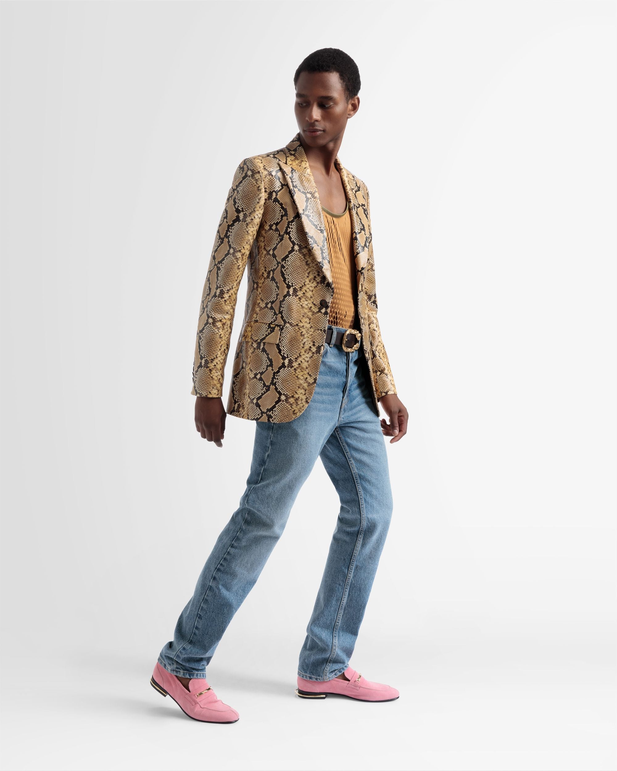 Blazer Droit En Cuir Doré - Homme - Bally - 04