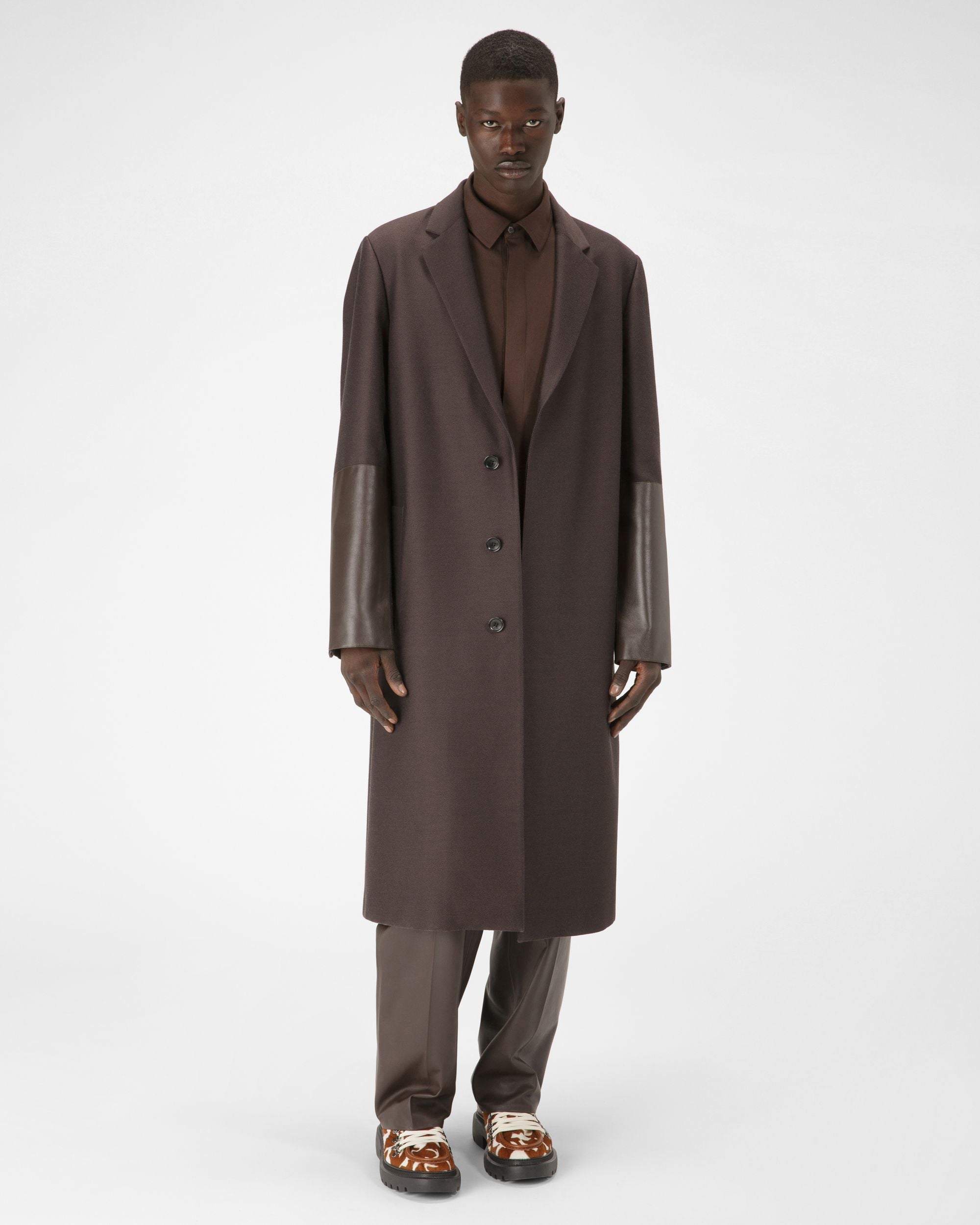 Pantalon En Cuir Brun Ébène - Homme - Bally - 05